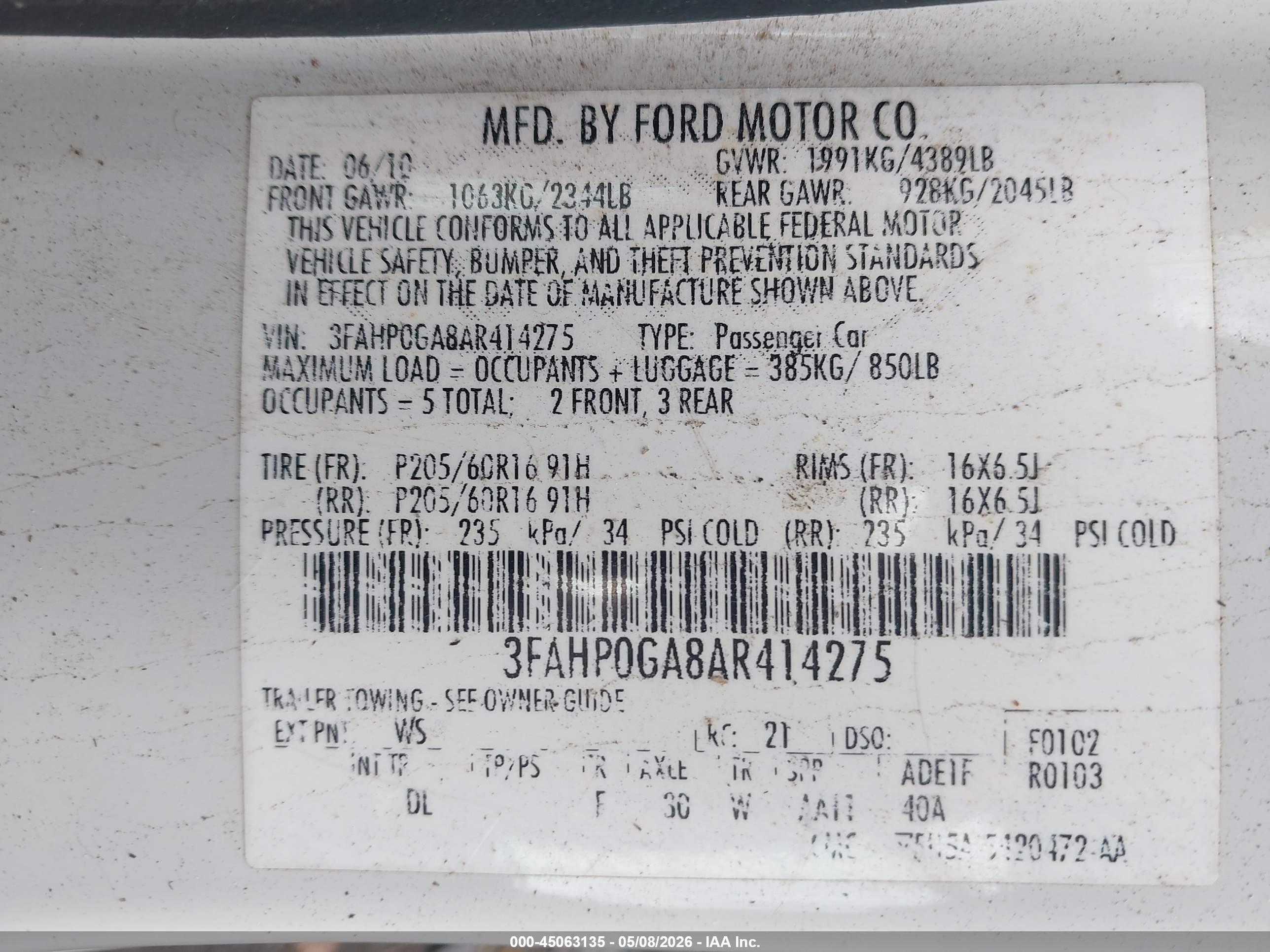 2010 Ford Fusion S Gray vin: 3FAHP0GA8AR414275