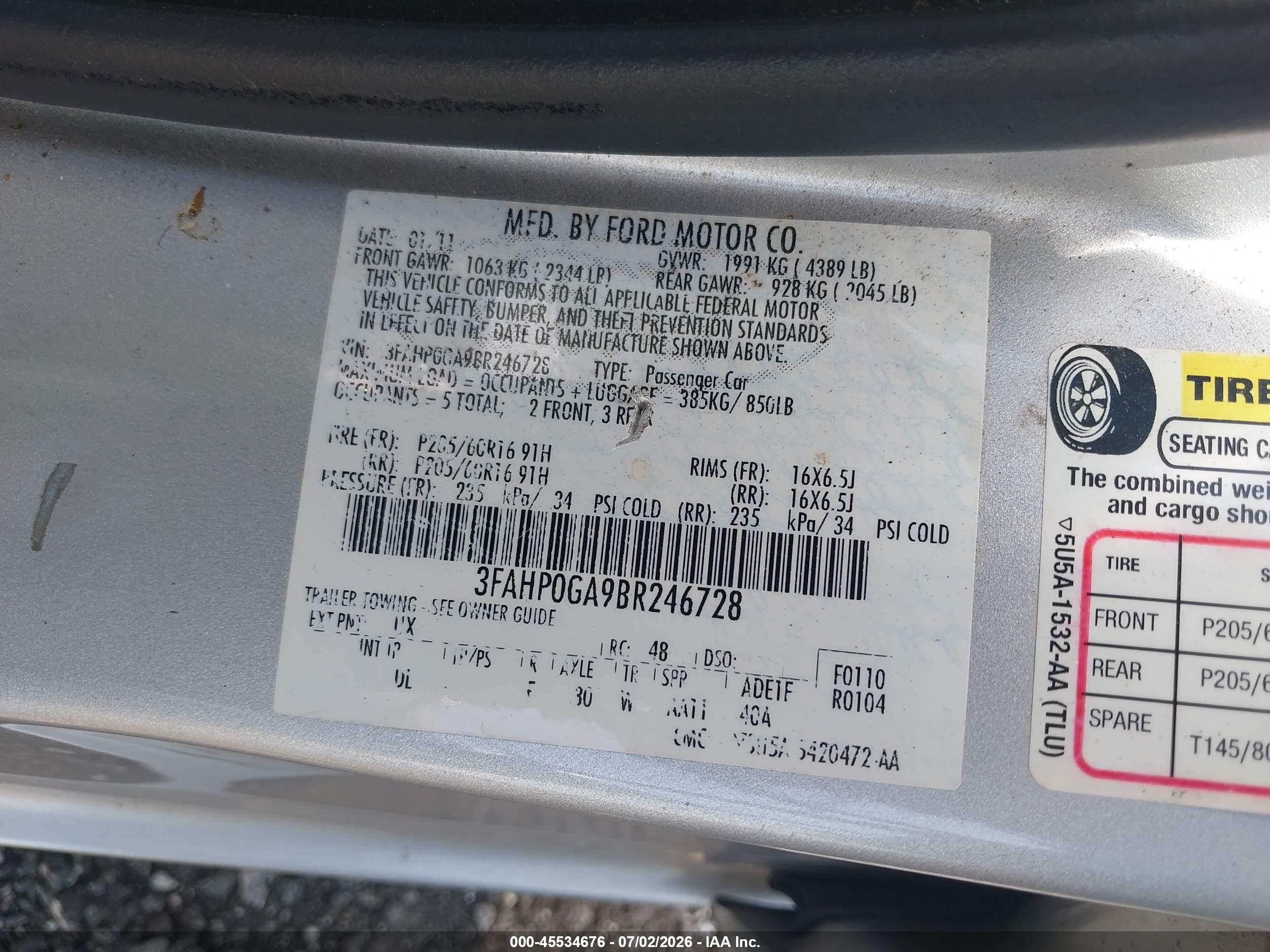 2011 Ford Fusion S Silver vin: 3FAHP0GA9BR246728