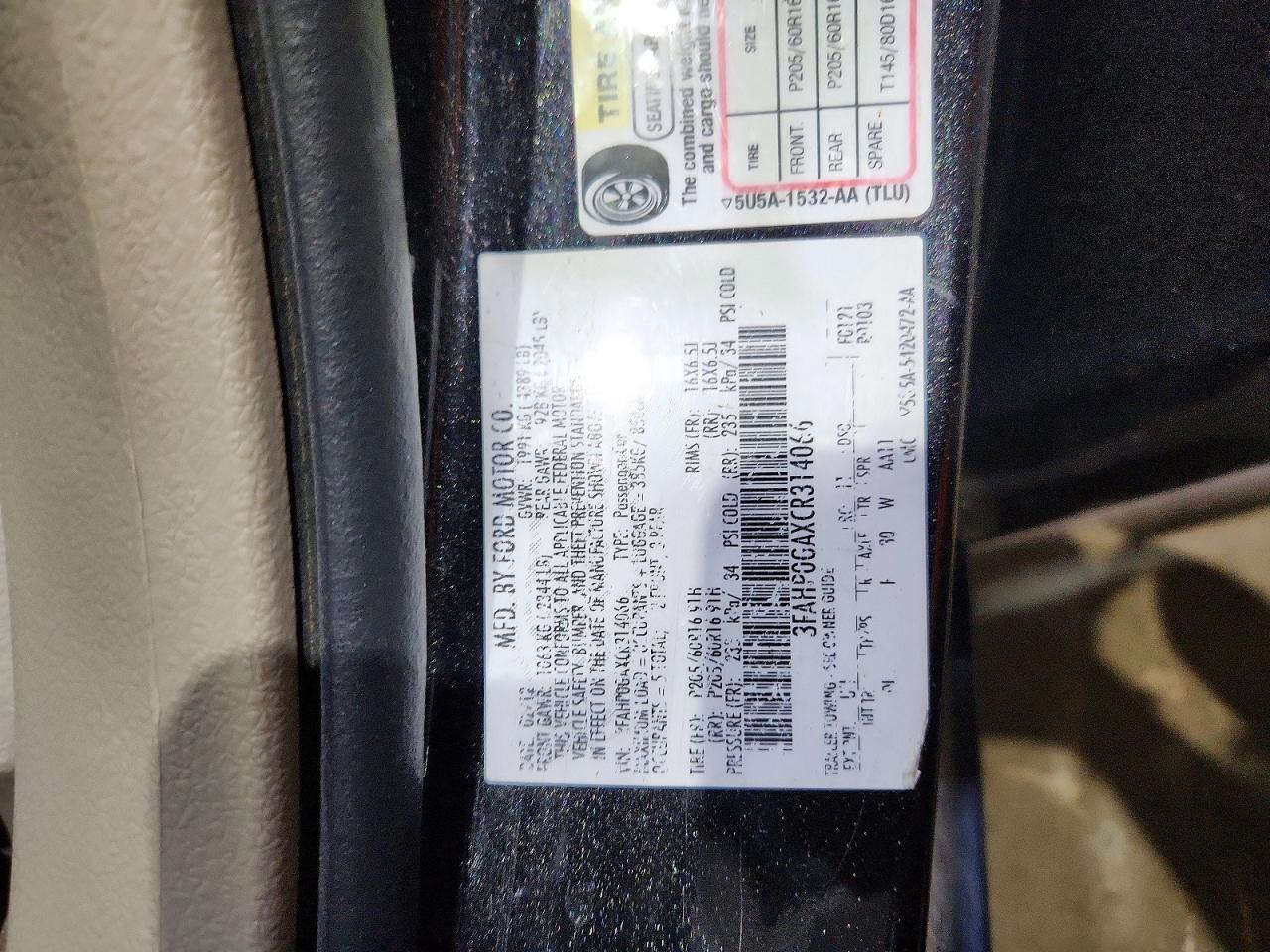 2012 Ford Fusion S Black vin: 3FAHP0GAXCR314066