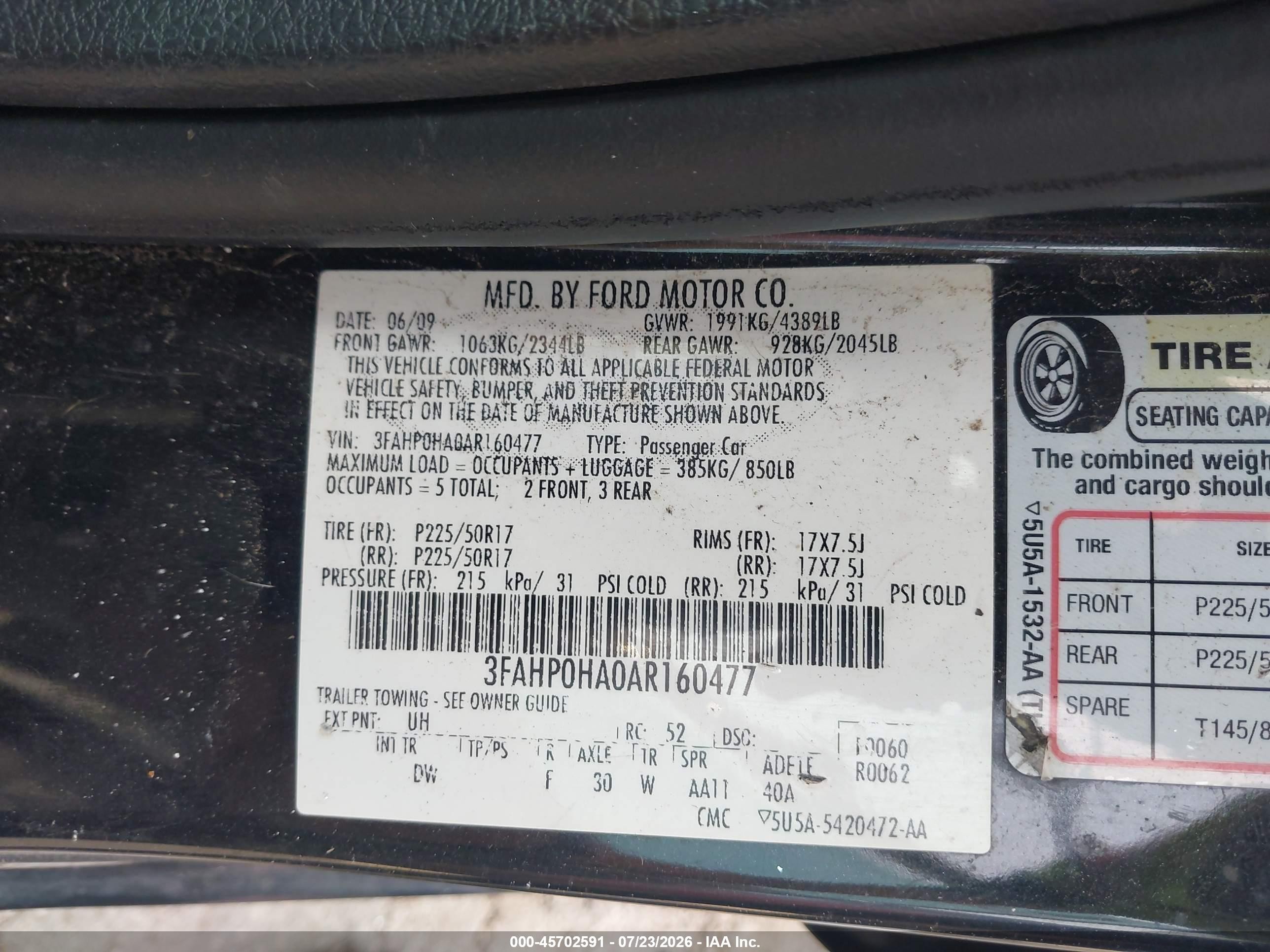 2010 Ford Fusion Se Black vin: 3FAHP0HA0AR160477