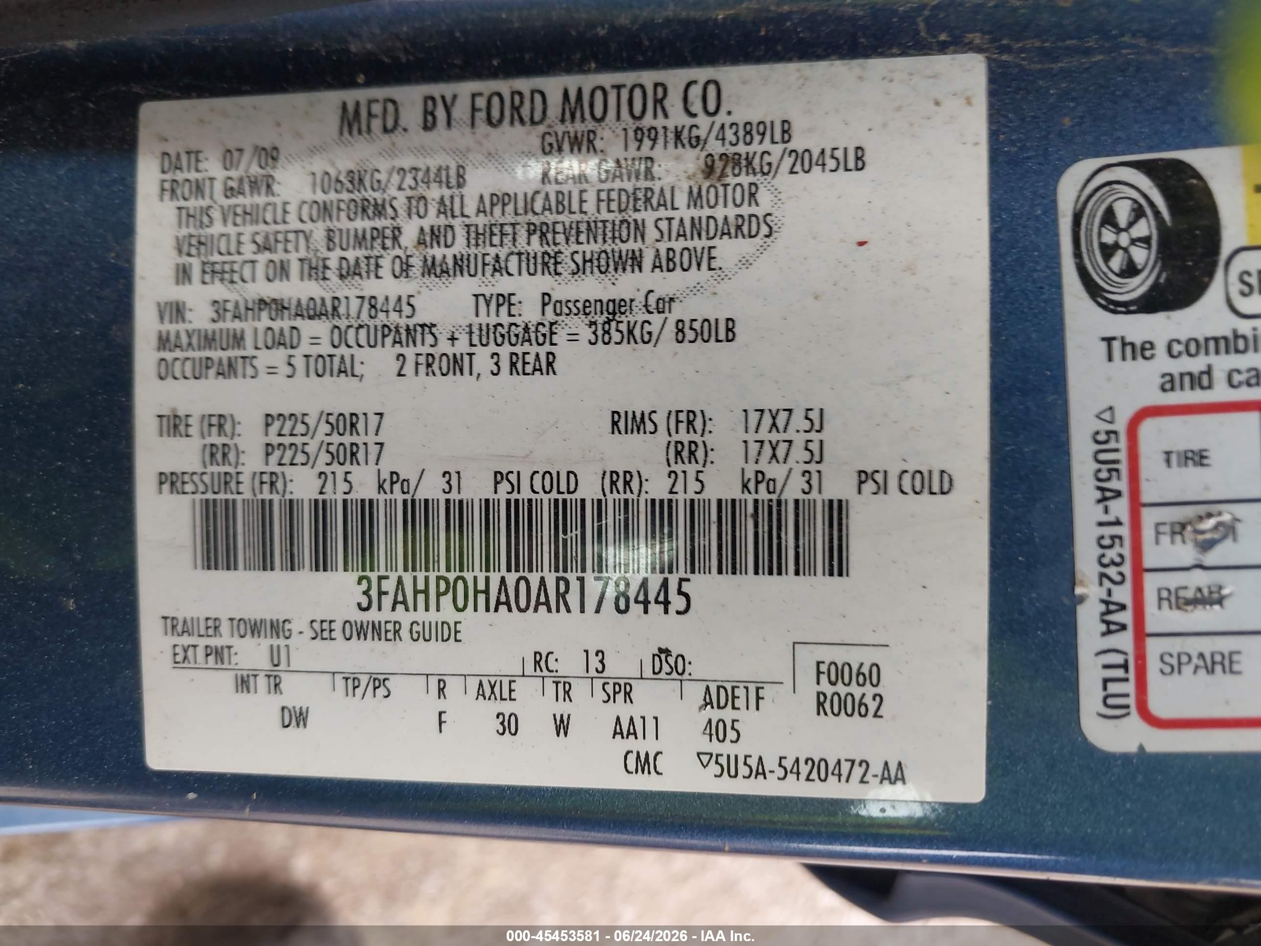 2010 Ford Fusion Se Синий vin: 3FAHP0HA0AR178445