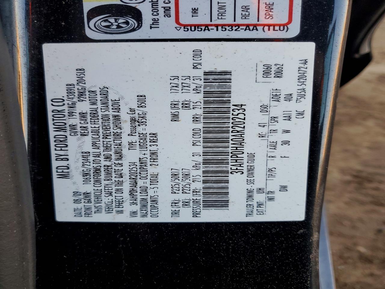 2010 Ford Fusion Se Черный vin: 3FAHP0HA0AR202534