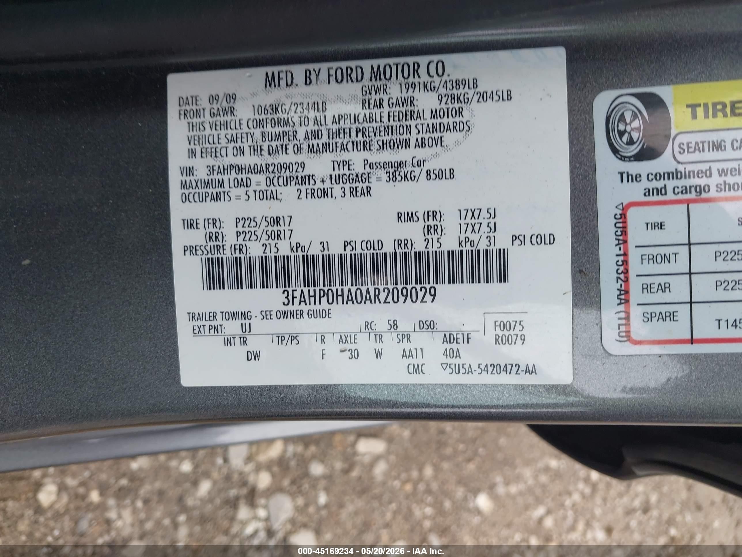 2010 Ford Fusion Se Gray vin: 3FAHP0HA0AR209029