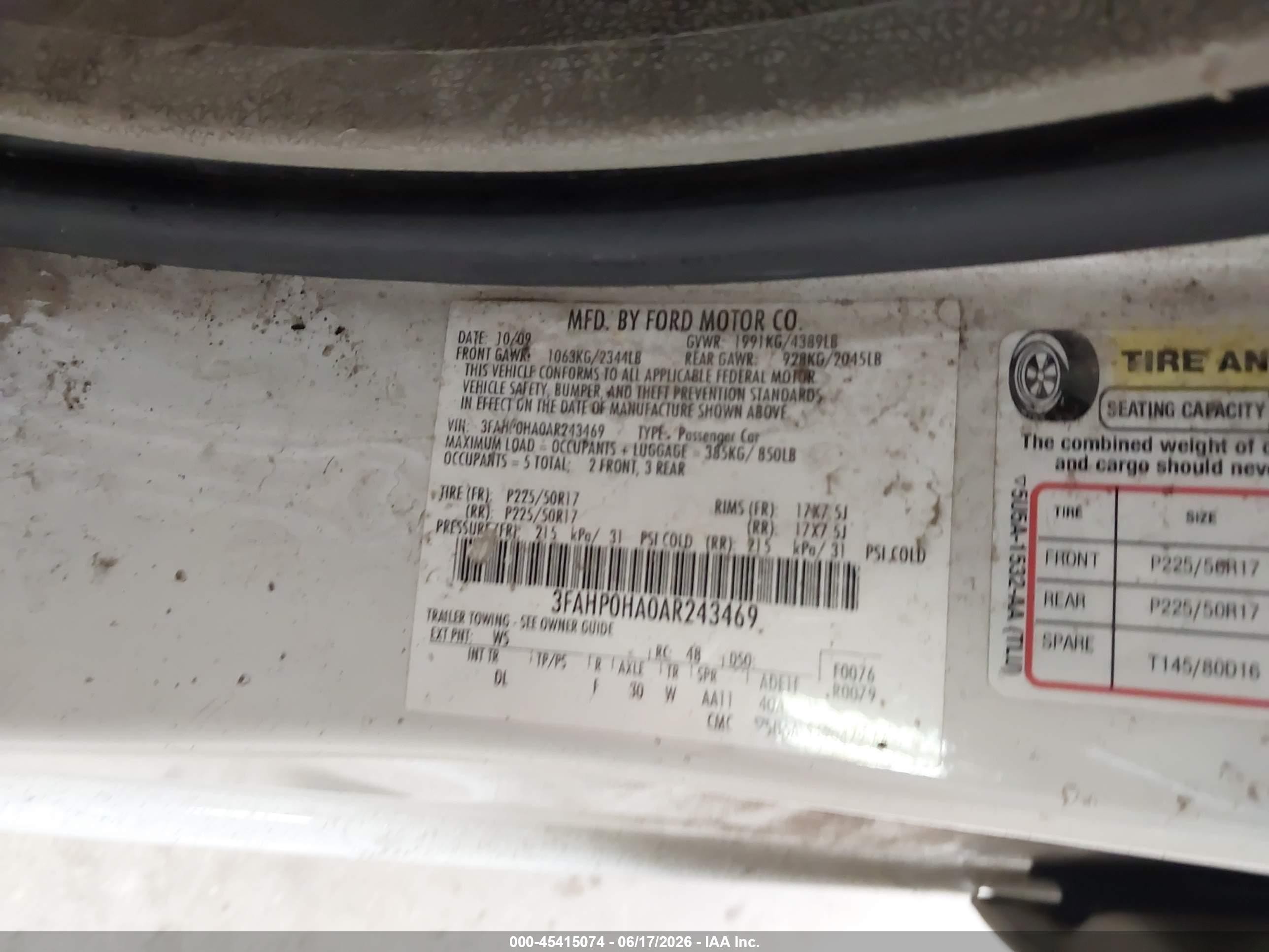 2010 Ford Fusion Se White vin: 3FAHP0HA0AR243469