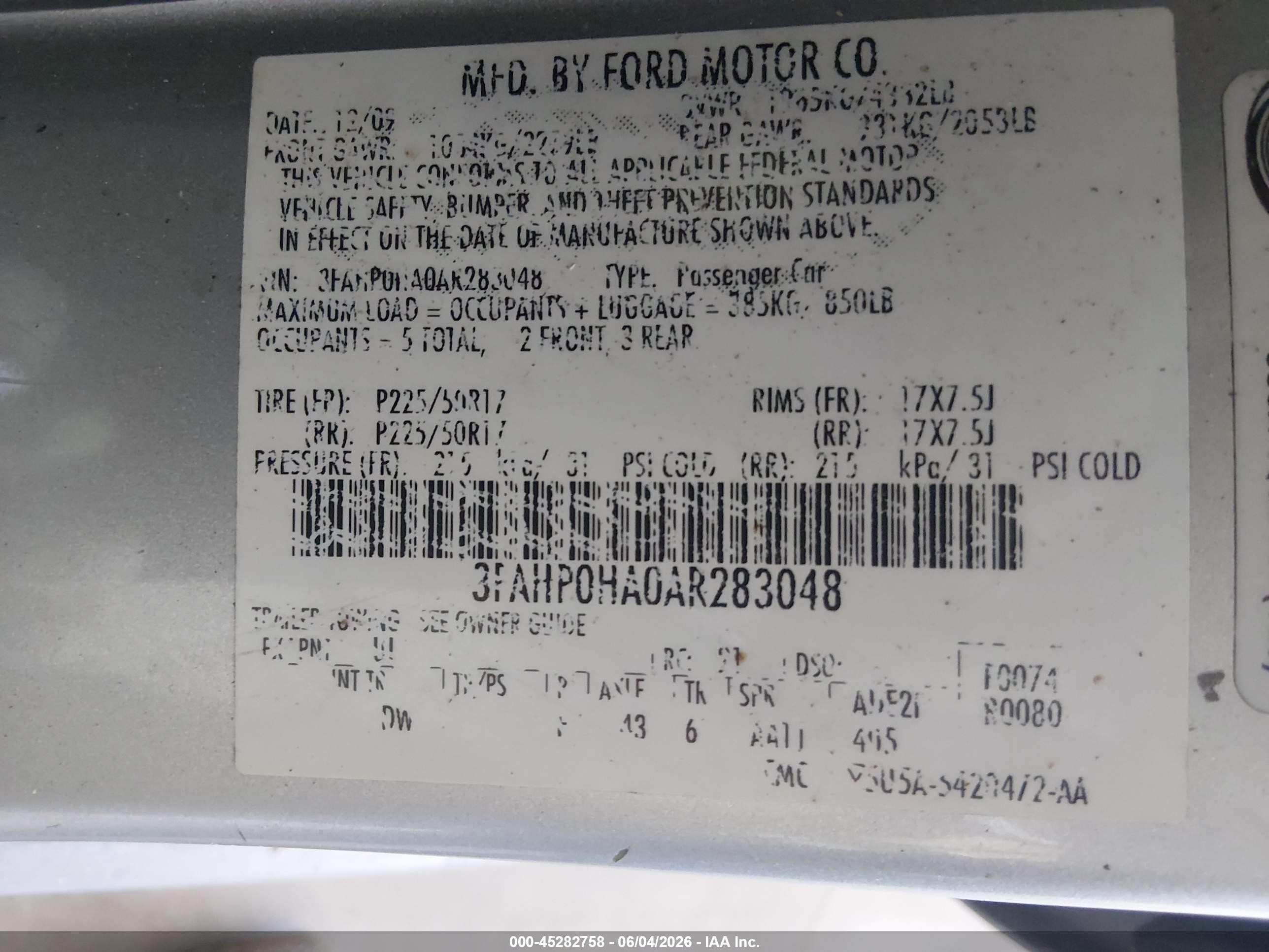 2010 Ford Fusion Se Silver vin: 3FAHP0HA0AR283048