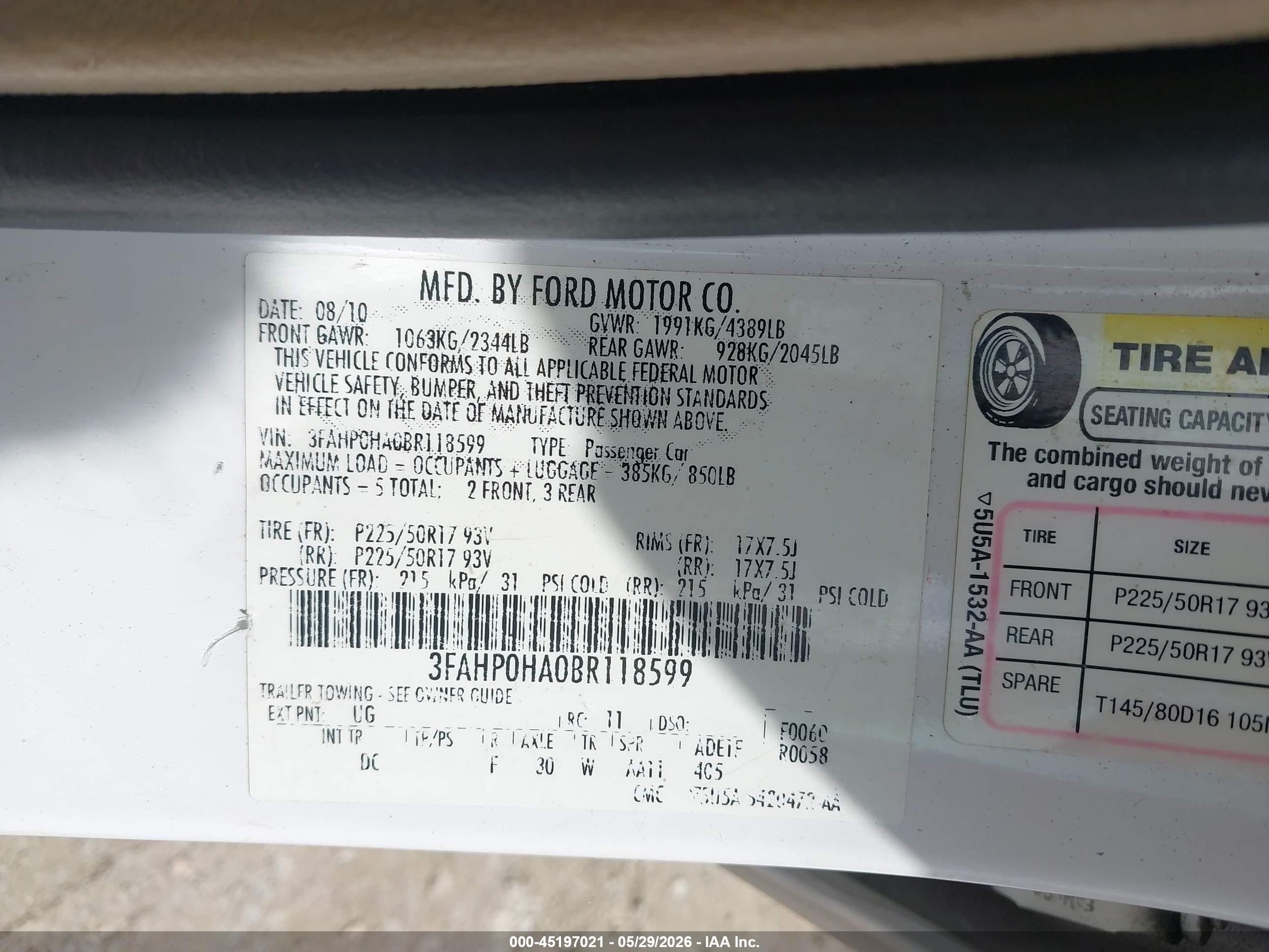 2011 Ford Fusion Se White vin: 3FAHP0HA0BR118599
