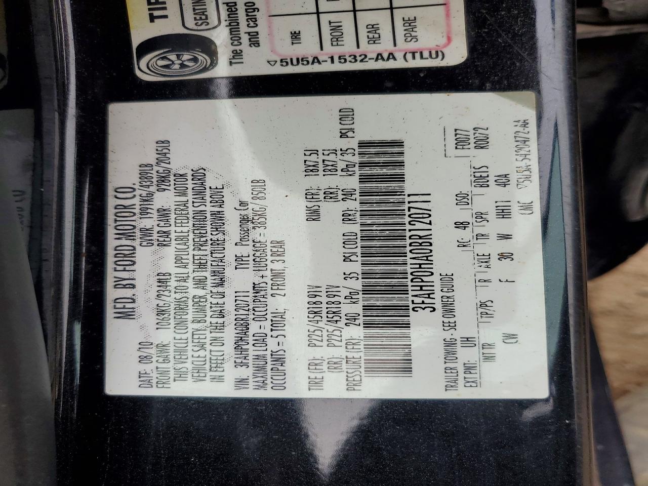 2011 Ford Fusion Se Black vin: 3FAHP0HA0BR120711