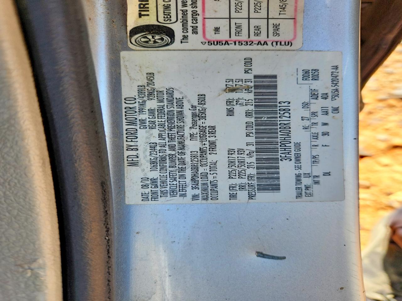 2011 Ford Fusion Se Silver vin: 3FAHP0HA0BR125813