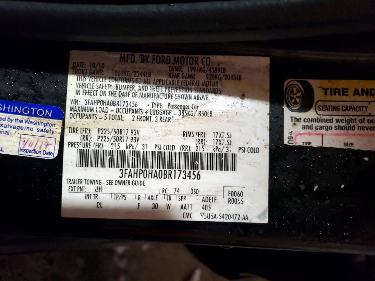 2011 Ford Fusion Se Black vin: 3FAHP0HA0BR173456