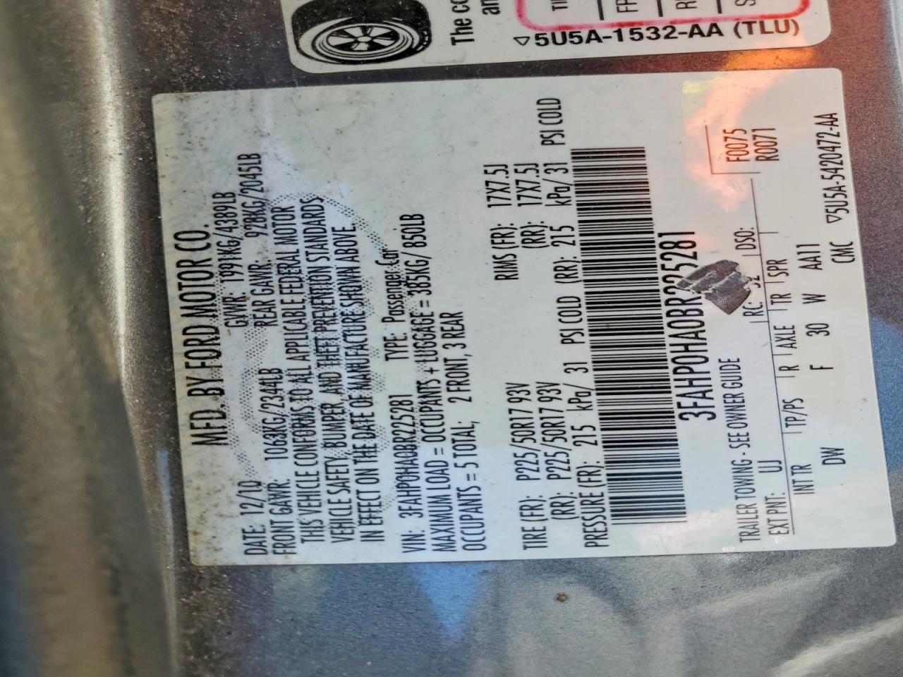 2011 Ford Fusion Se Серый vin: 3FAHP0HA0BR225281