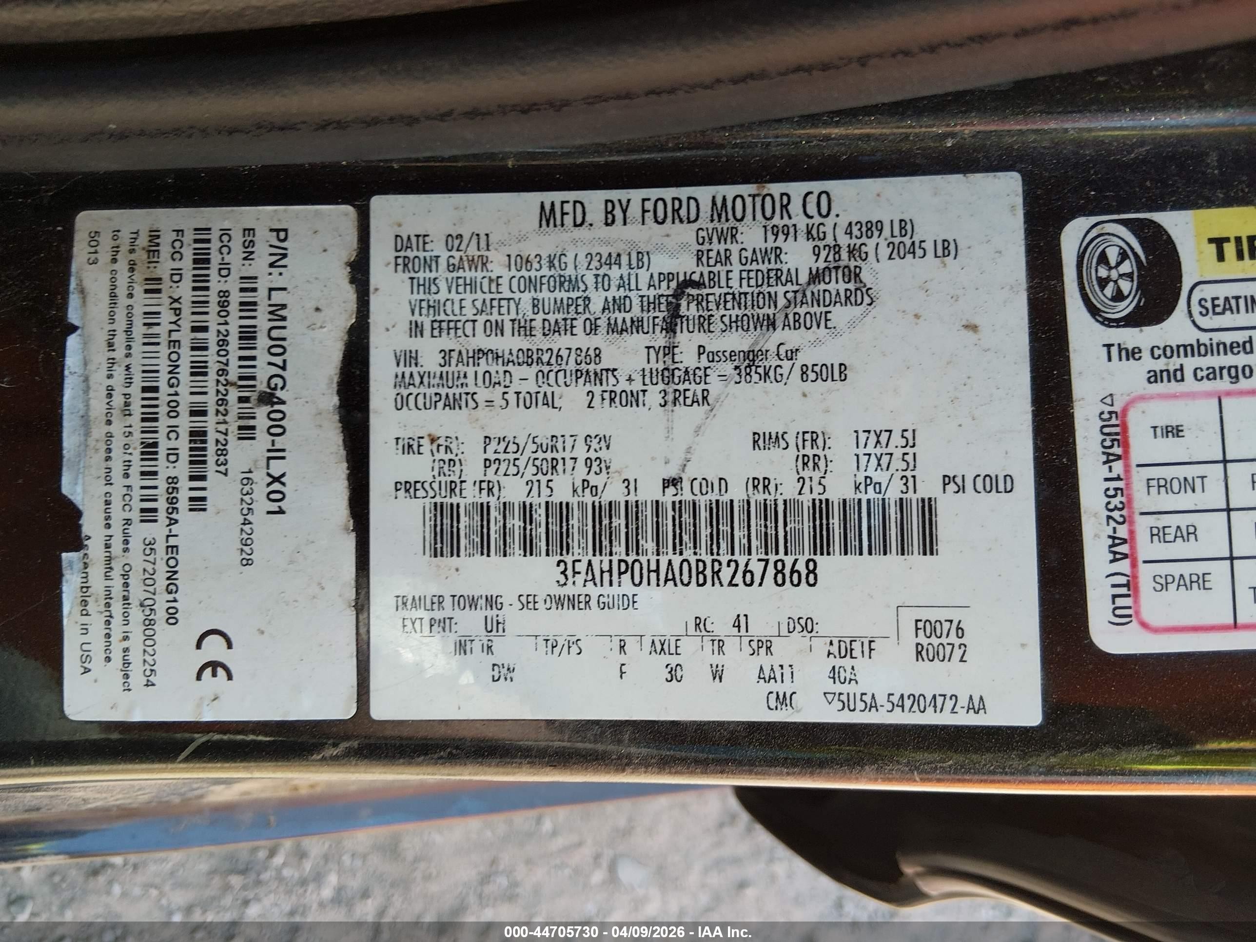 2011 Ford Fusion Se Black vin: 3FAHP0HA0BR267868