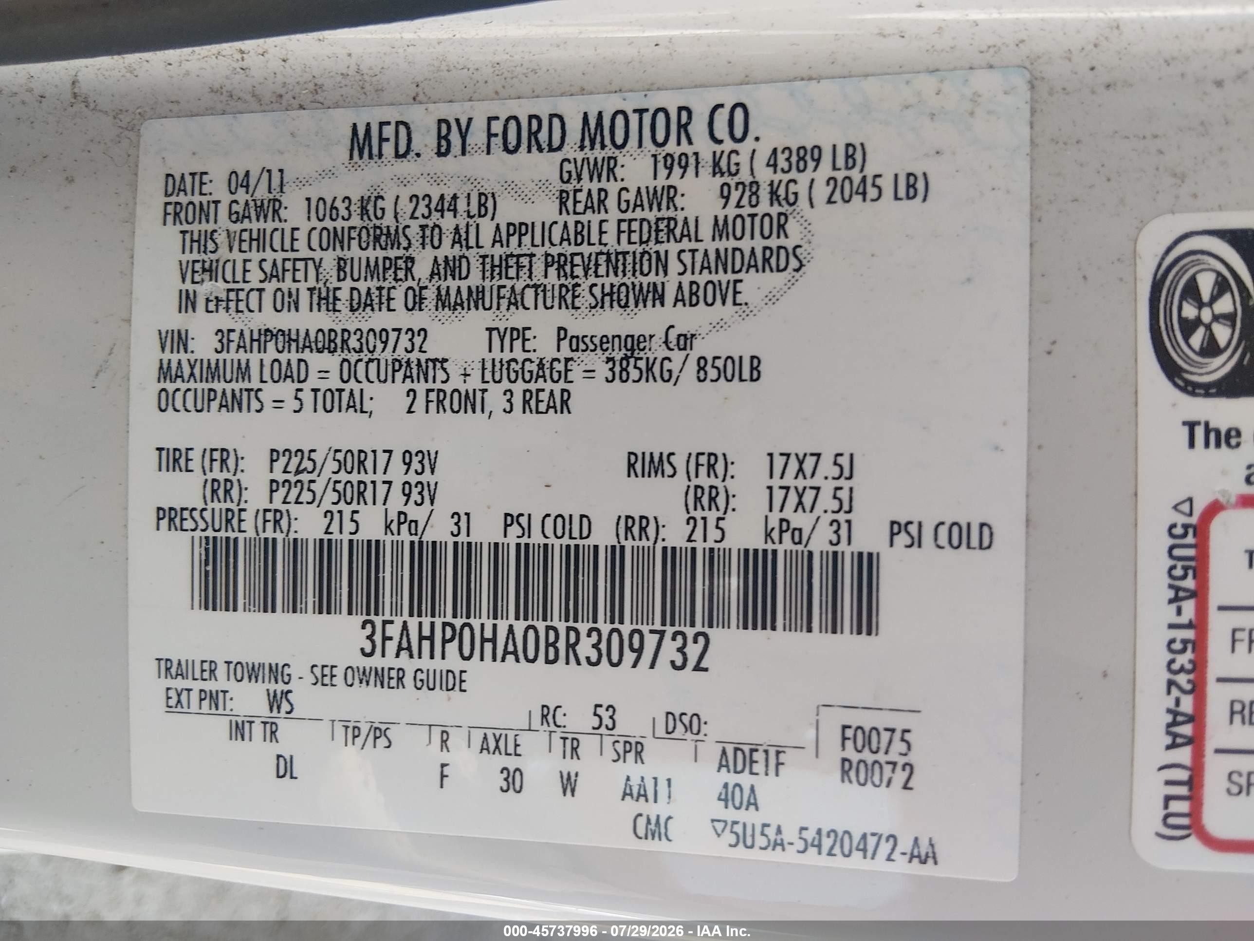 2011 Ford Fusion Se Белый vin: 3FAHP0HA0BR309732
