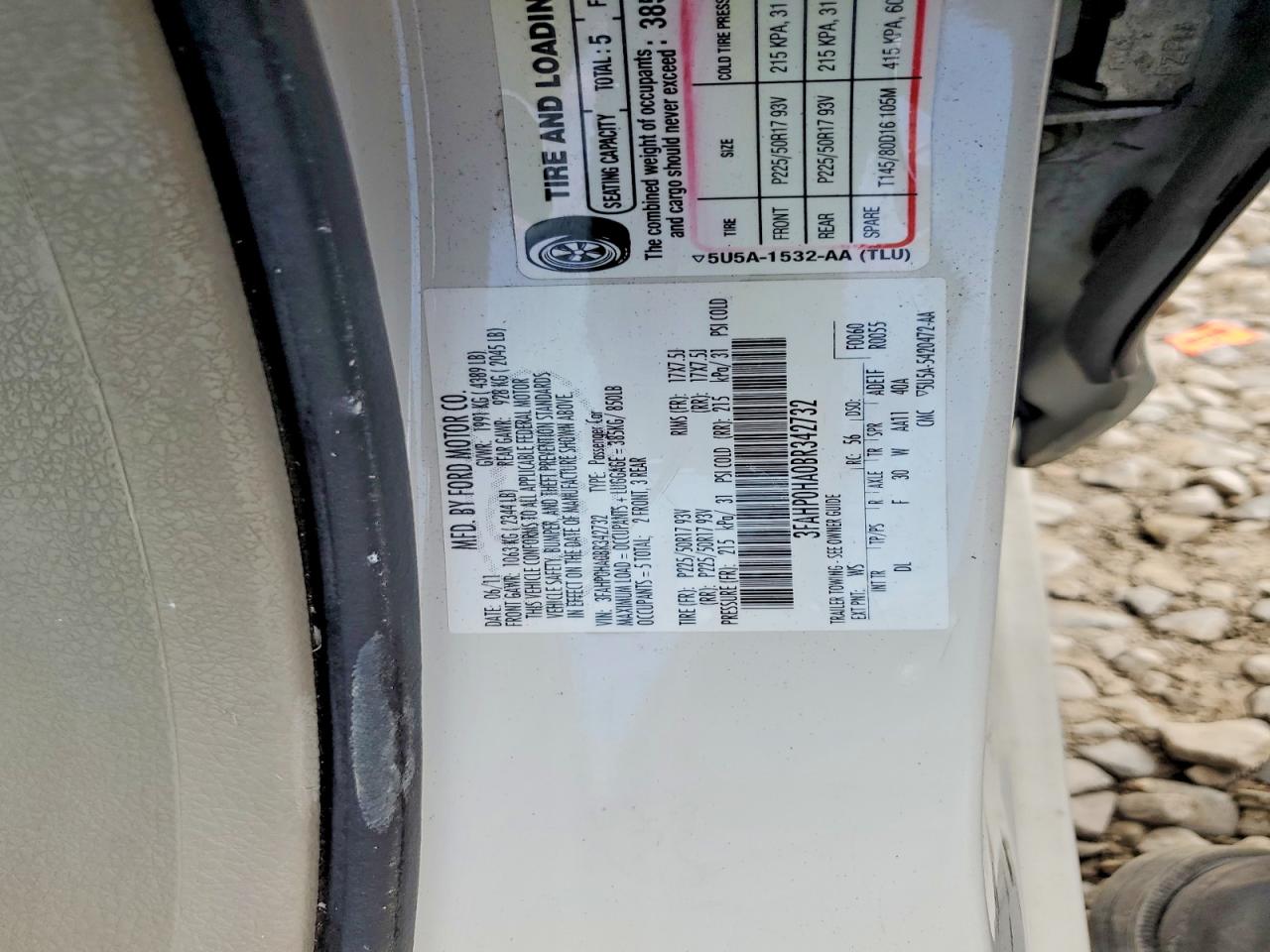 2011 Ford Fusion Se Белый vin: 3FAHP0HA0BR342732