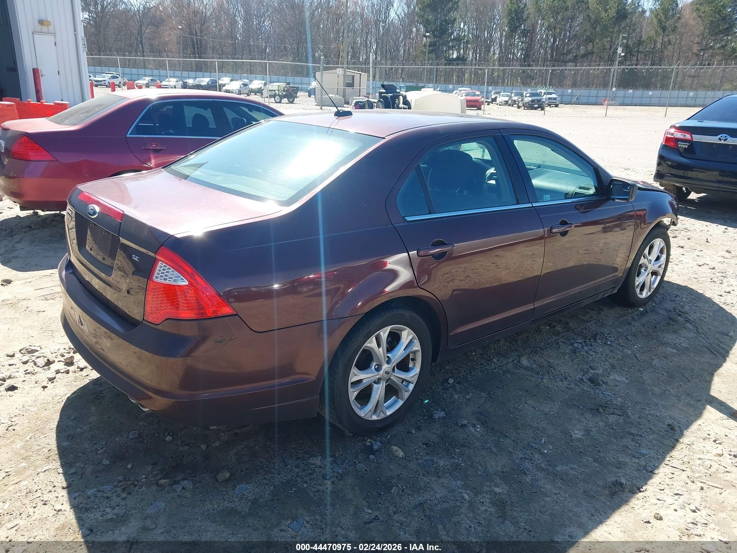 2012 Ford Fusion Se Burgundy vin: 3FAHP0HA0CR167514