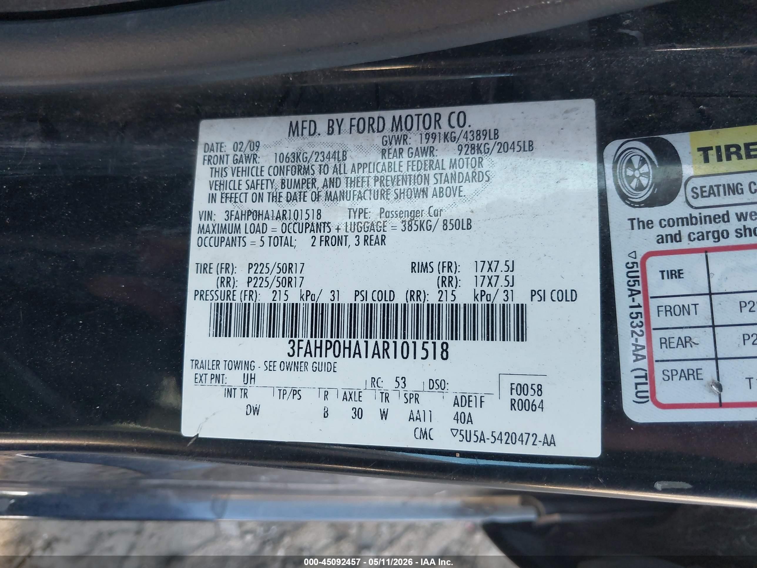 2010 Ford Fusion Se Black vin: 3FAHP0HA1AR101518