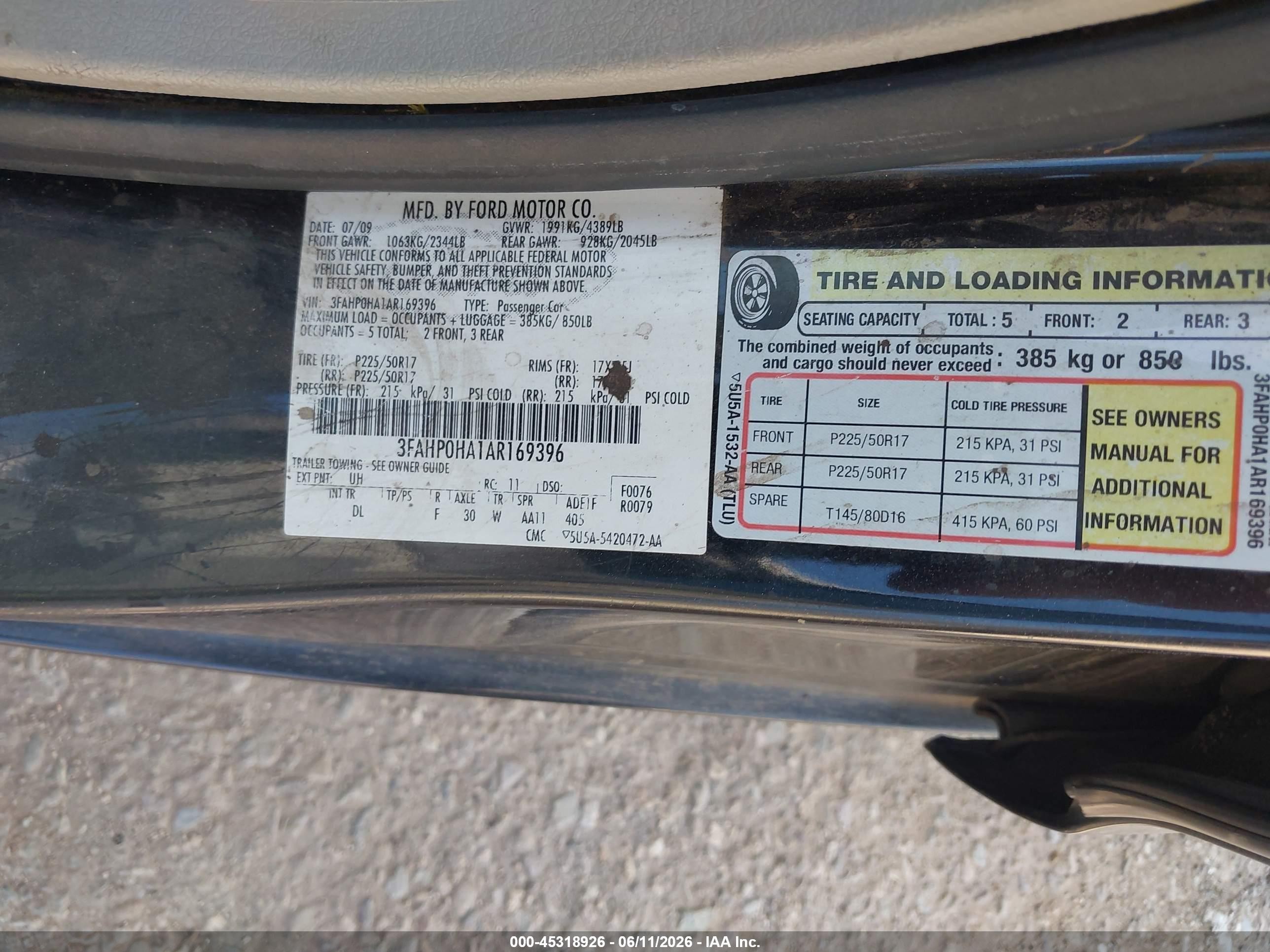 2010 Ford Fusion Se Black vin: 3FAHP0HA1AR169396