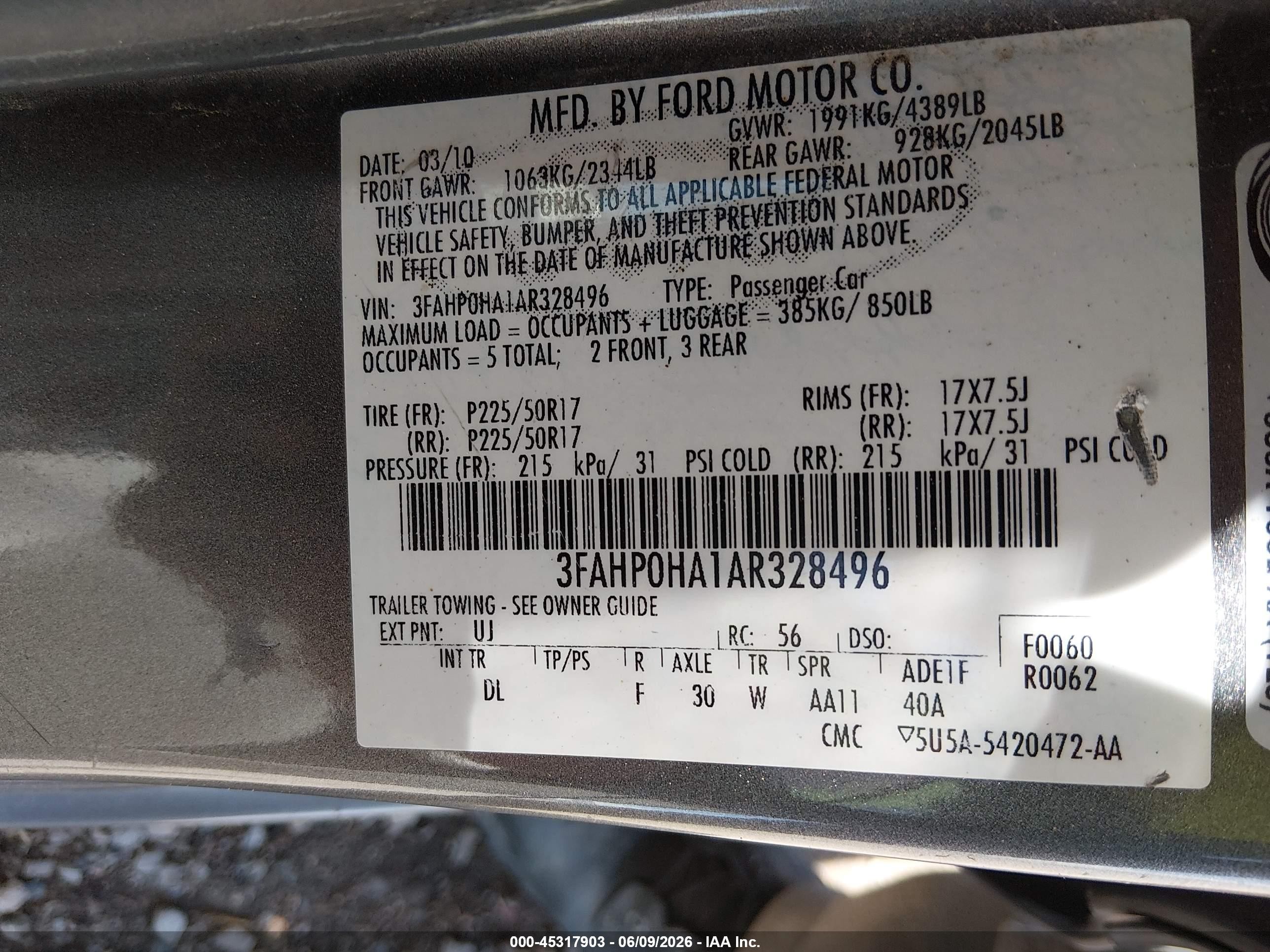 2010 Ford Fusion Se Silver vin: 3FAHP0HA1AR328496