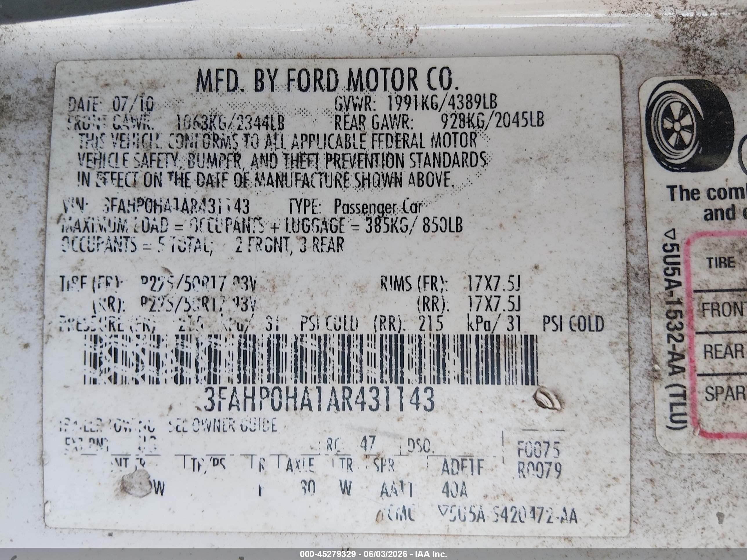 2010 Ford Fusion Se White vin: 3FAHP0HA1AR431143
