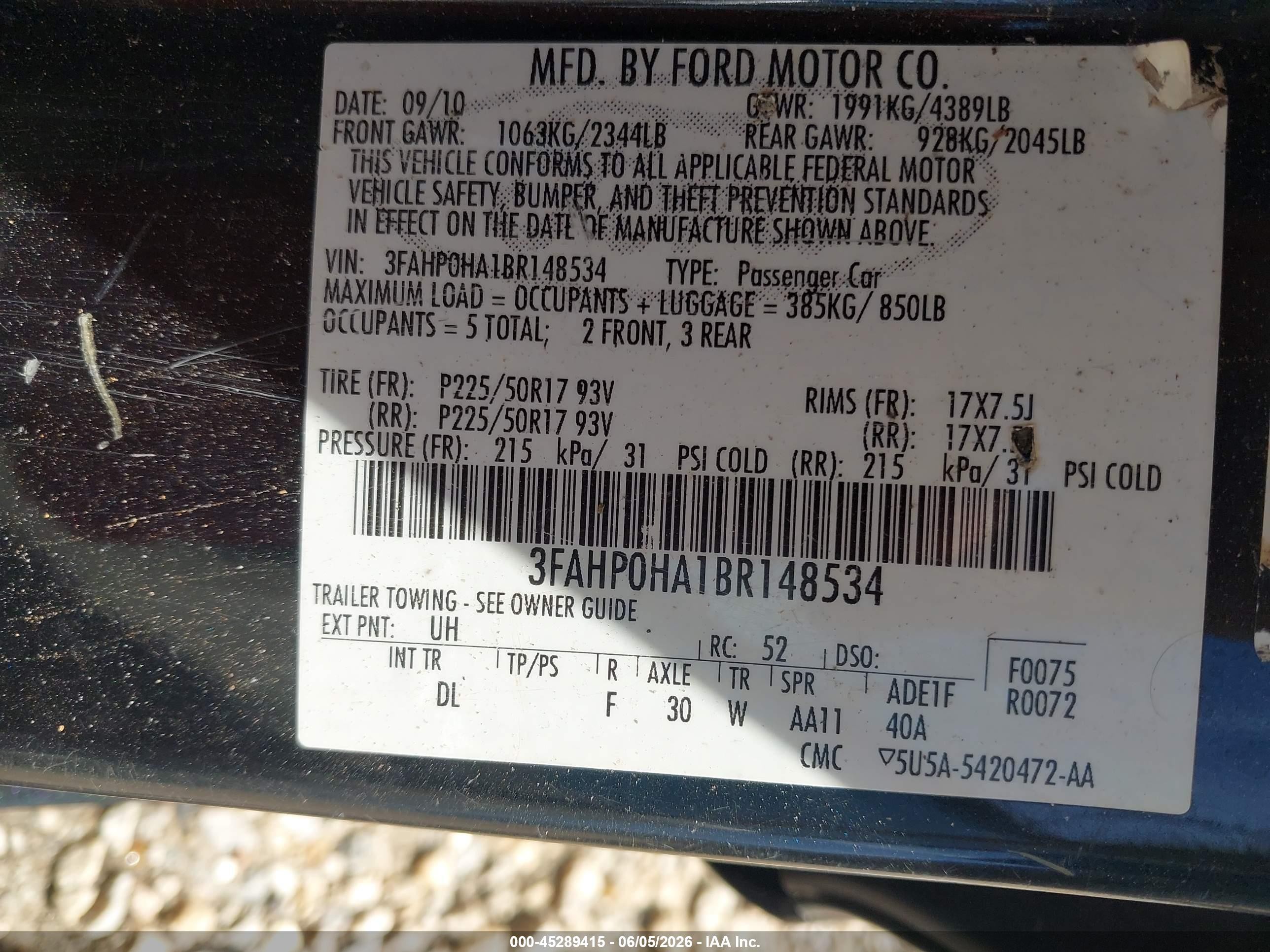 2011 Ford Fusion Se Black vin: 3FAHP0HA1BR148534