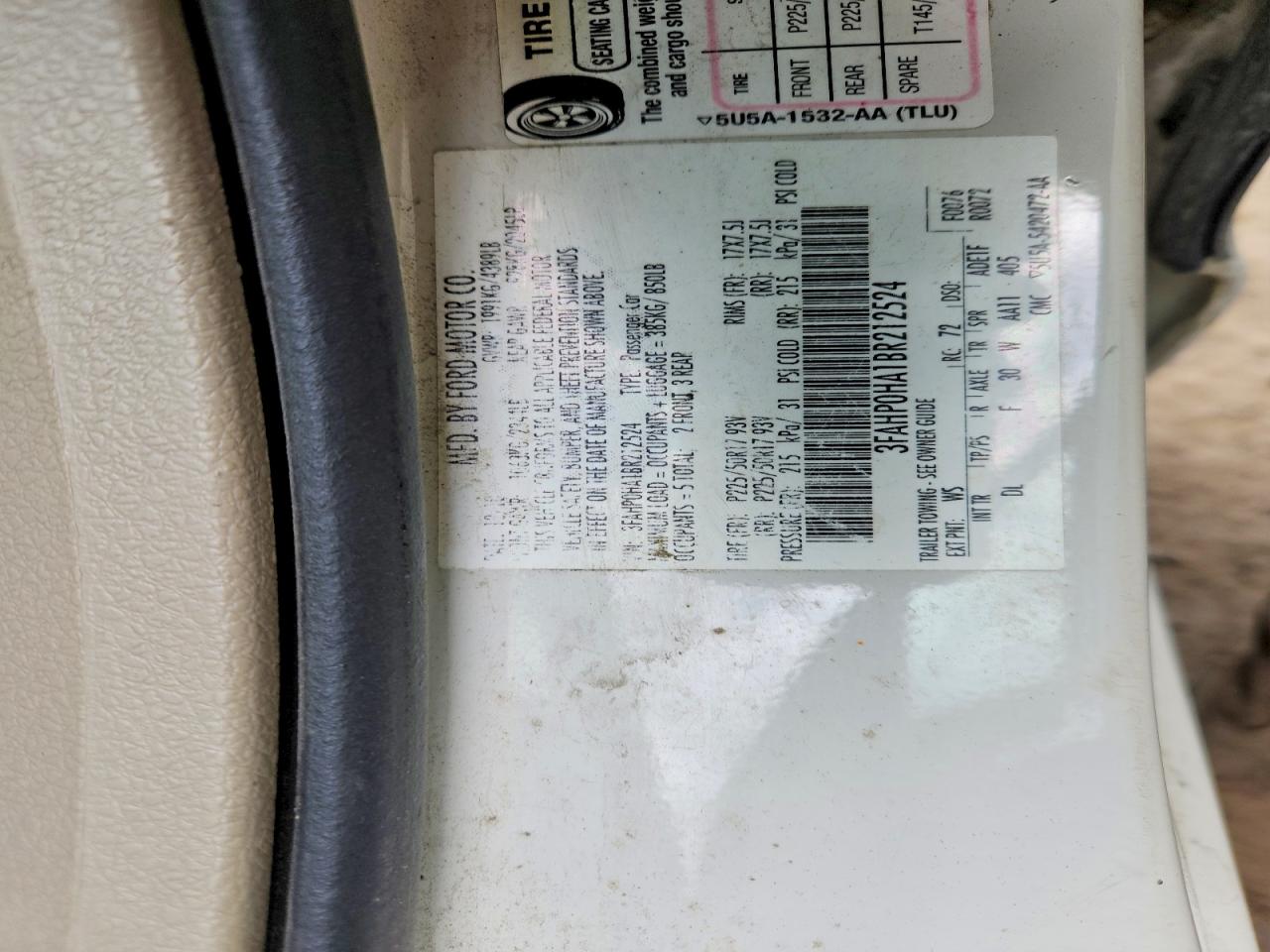 2011 Ford Fusion Se White vin: 3FAHP0HA1BR212524