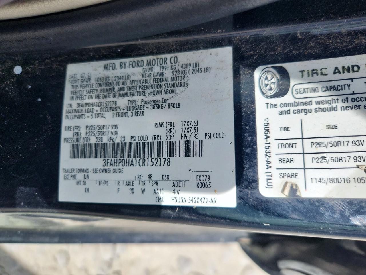 2012 Ford Fusion Se Black vin: 3FAHP0HA1CR152178
