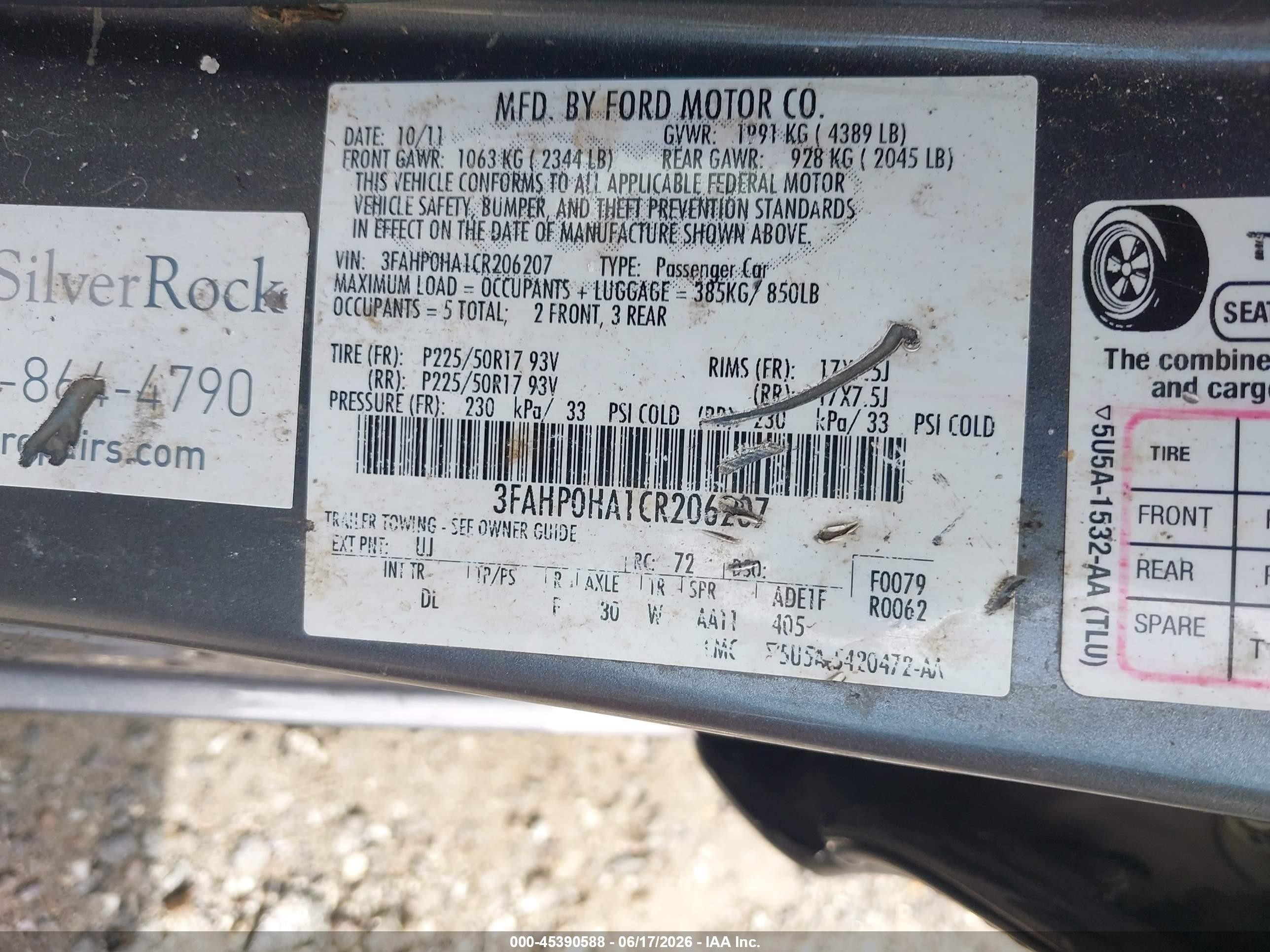 2012 Ford Fusion Se Gray vin: 3FAHP0HA1CR206207