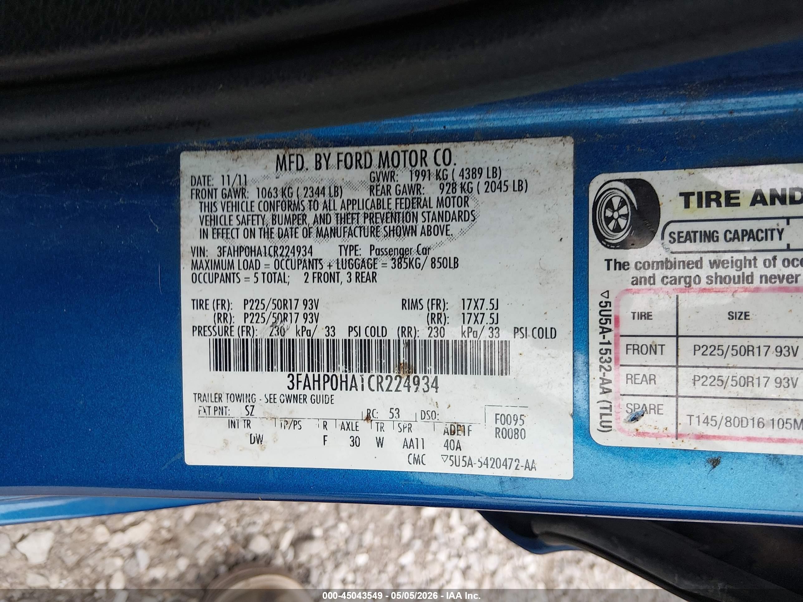 2012 Ford Fusion Se Синий vin: 3FAHP0HA1CR224934