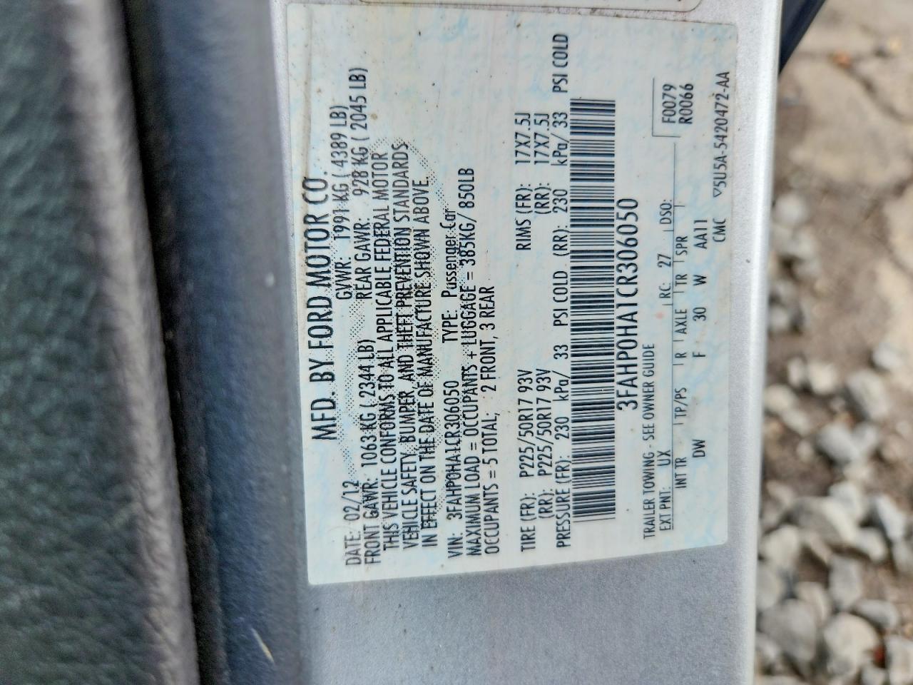 2012 Ford Fusion Se Серый vin: 3FAHP0HA1CR306050