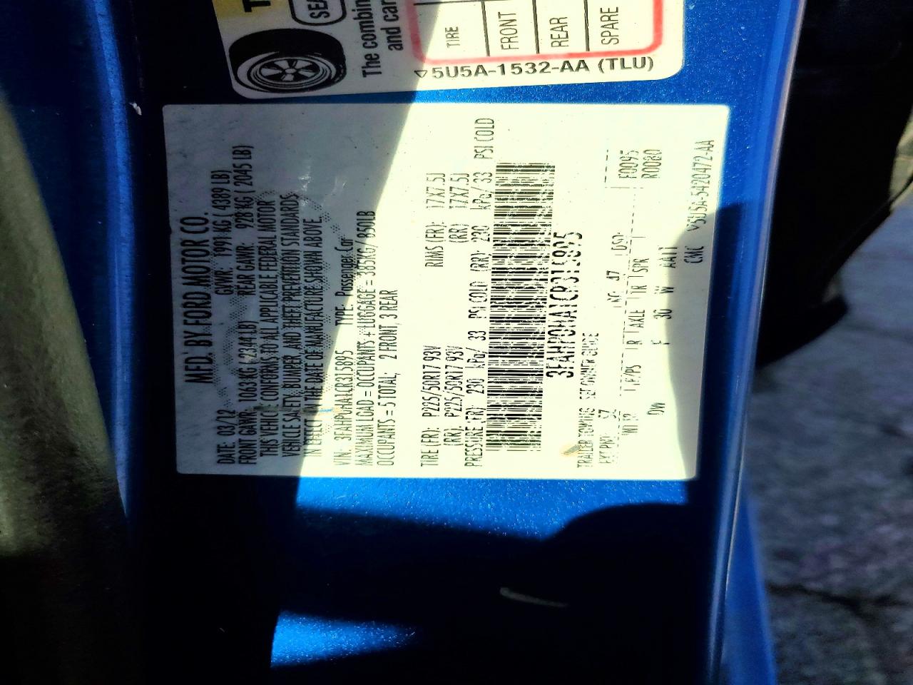 2012 Ford Fusion Se Синий vin: 3FAHP0HA1CR315895