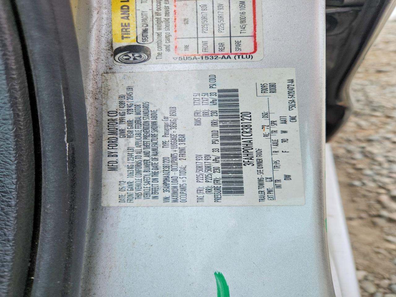 2012 Ford Fusion Se Silver vin: 3FAHP0HA1CR381220
