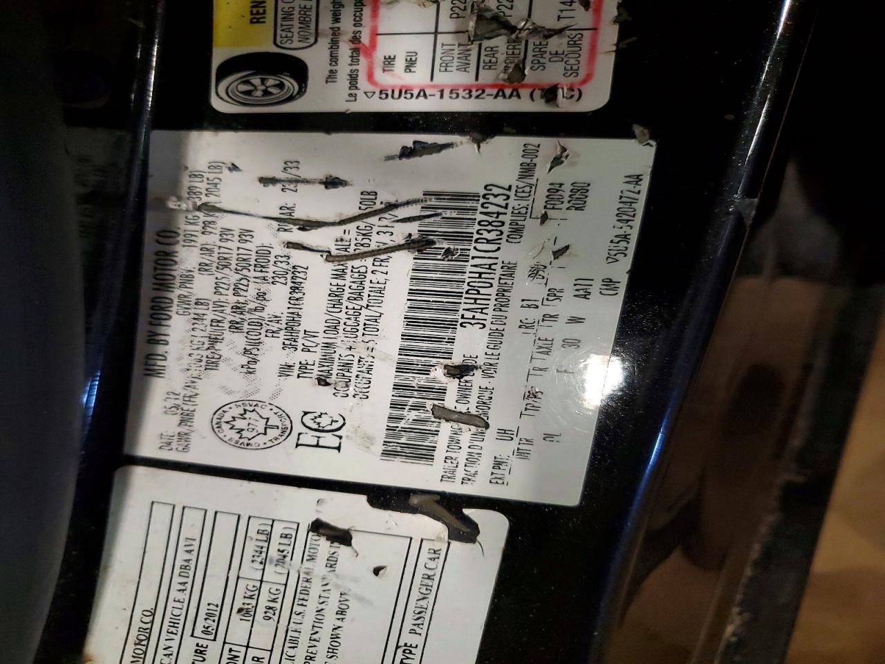 2012 Ford Fusion Se Black vin: 3FAHP0HA1CR384232