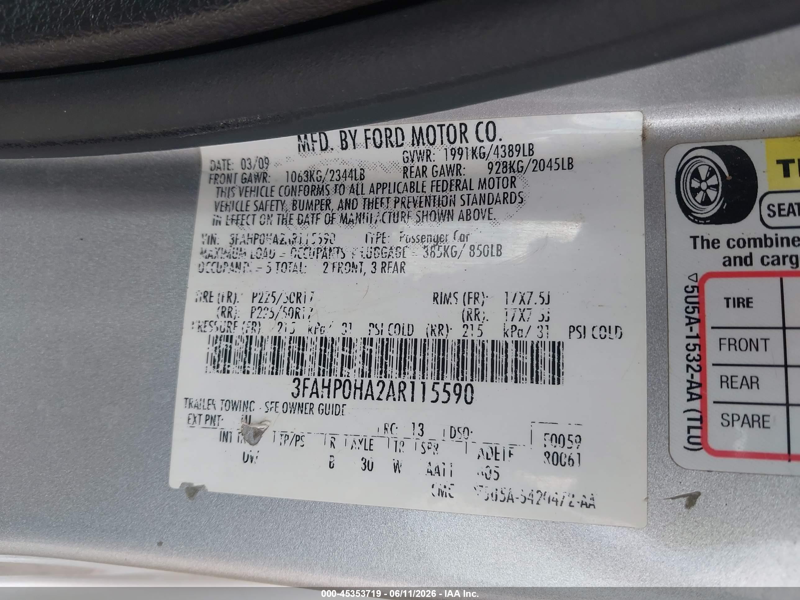 2010 Ford Fusion Se Silver vin: 3FAHP0HA2AR115590