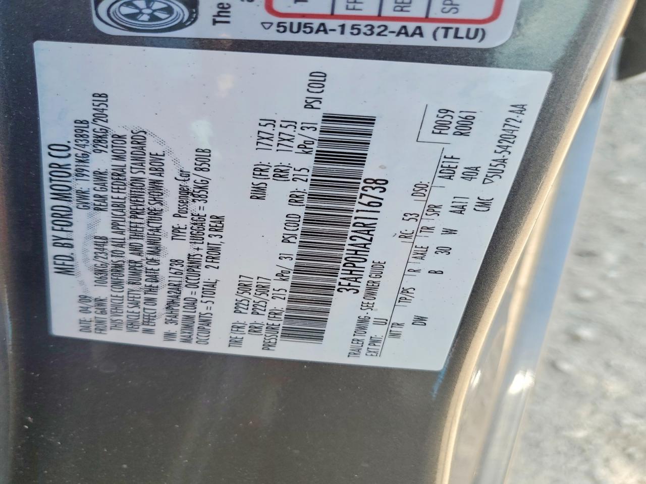 2010 Ford Fusion Se Gray vin: 3FAHP0HA2AR116738