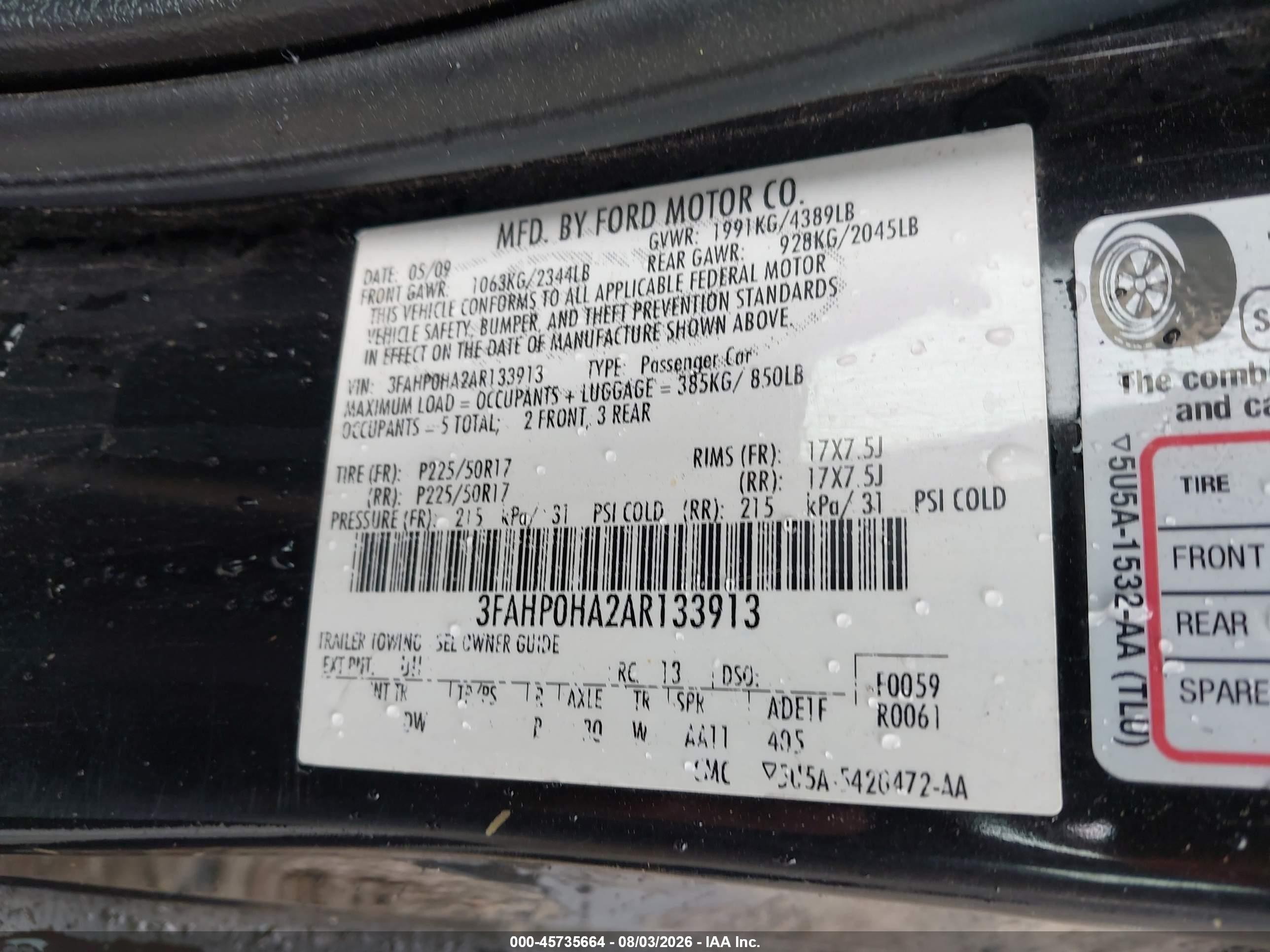 2010 Ford Fusion Se Black vin: 3FAHP0HA2AR133913