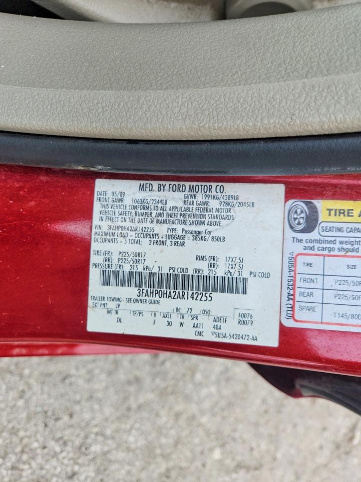 2010 Ford Fusion Red vin: 3FAHP0HA2AR142255