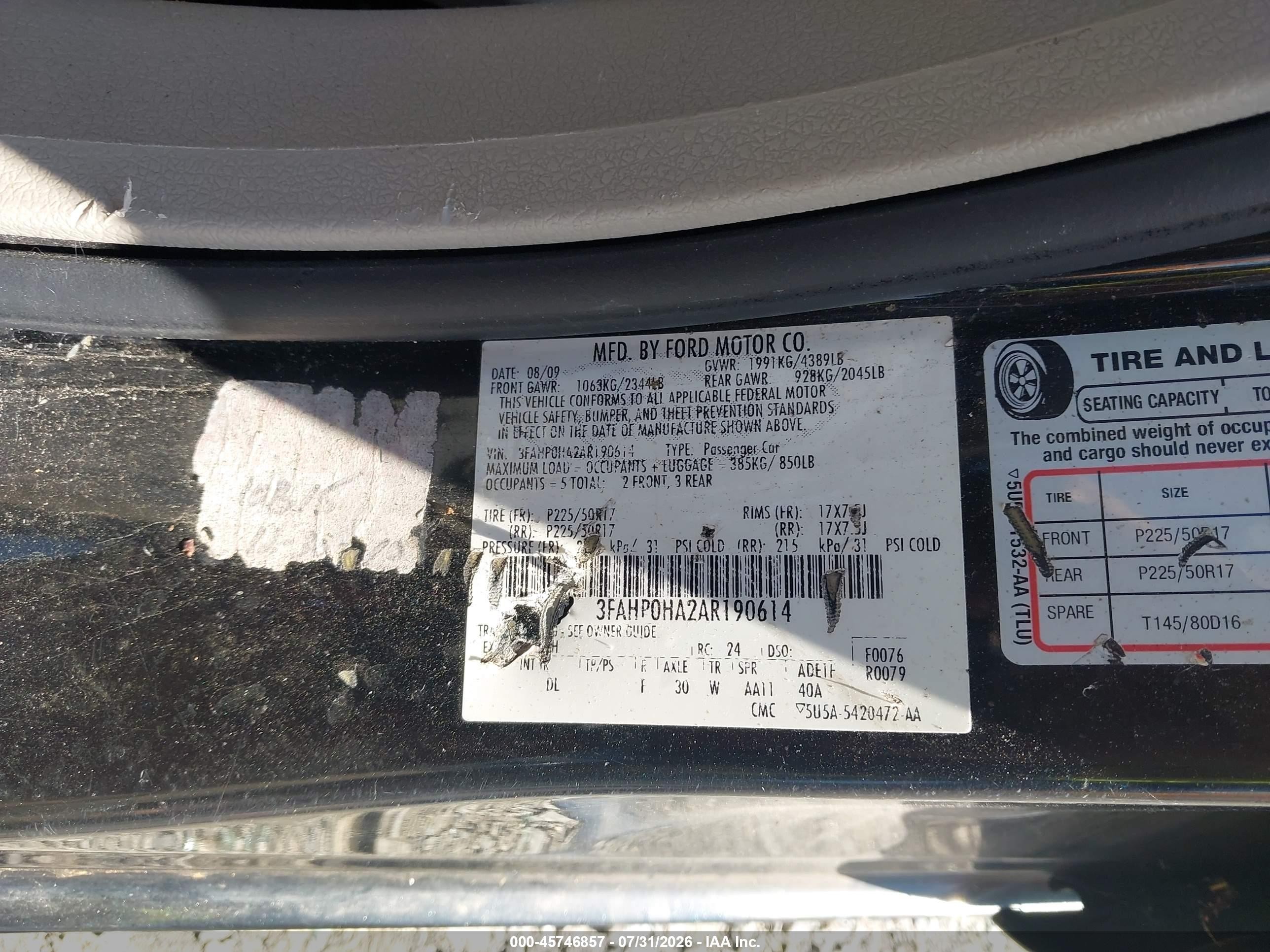 2010 Ford Fusion Se Black vin: 3FAHP0HA2AR190614