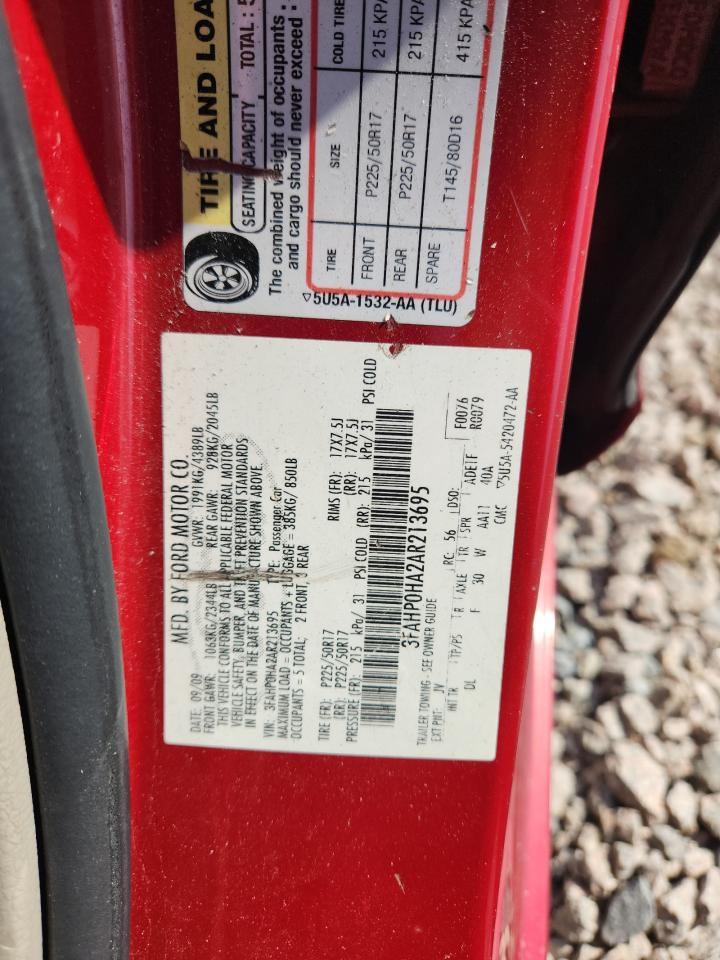 2010 Ford Fusion Se Red vin: 3FAHP0HA2AR213695