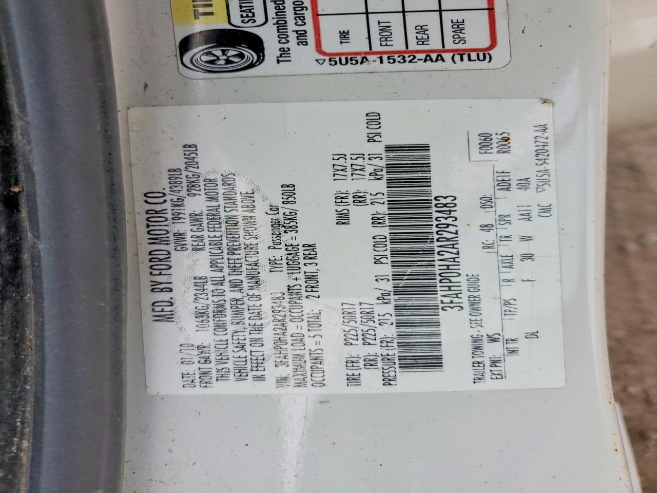 2010 Ford Fusion Se White vin: 3FAHP0HA2AR293483