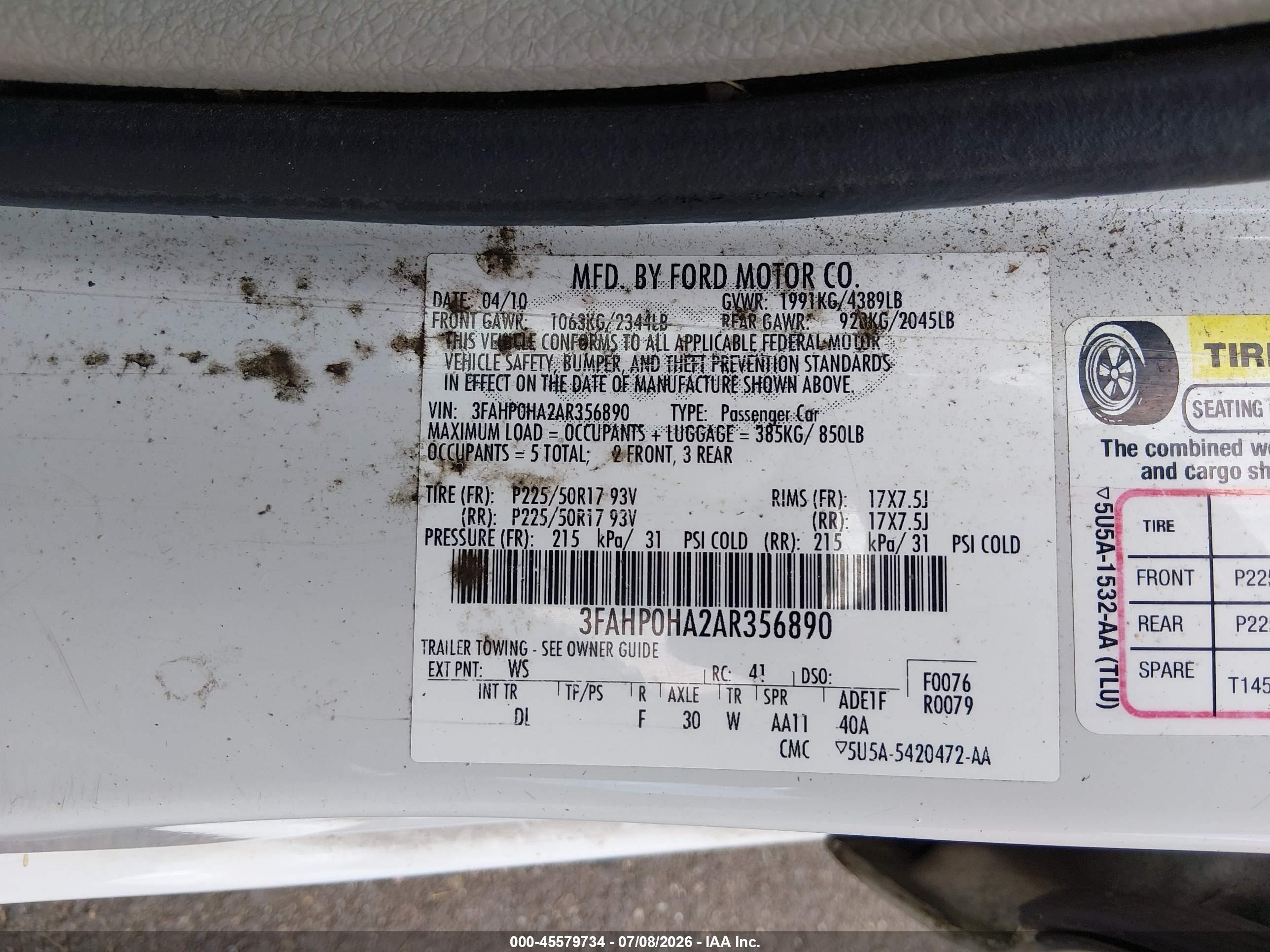 2010 Ford Fusion Se Белый vin: 3FAHP0HA2AR356890