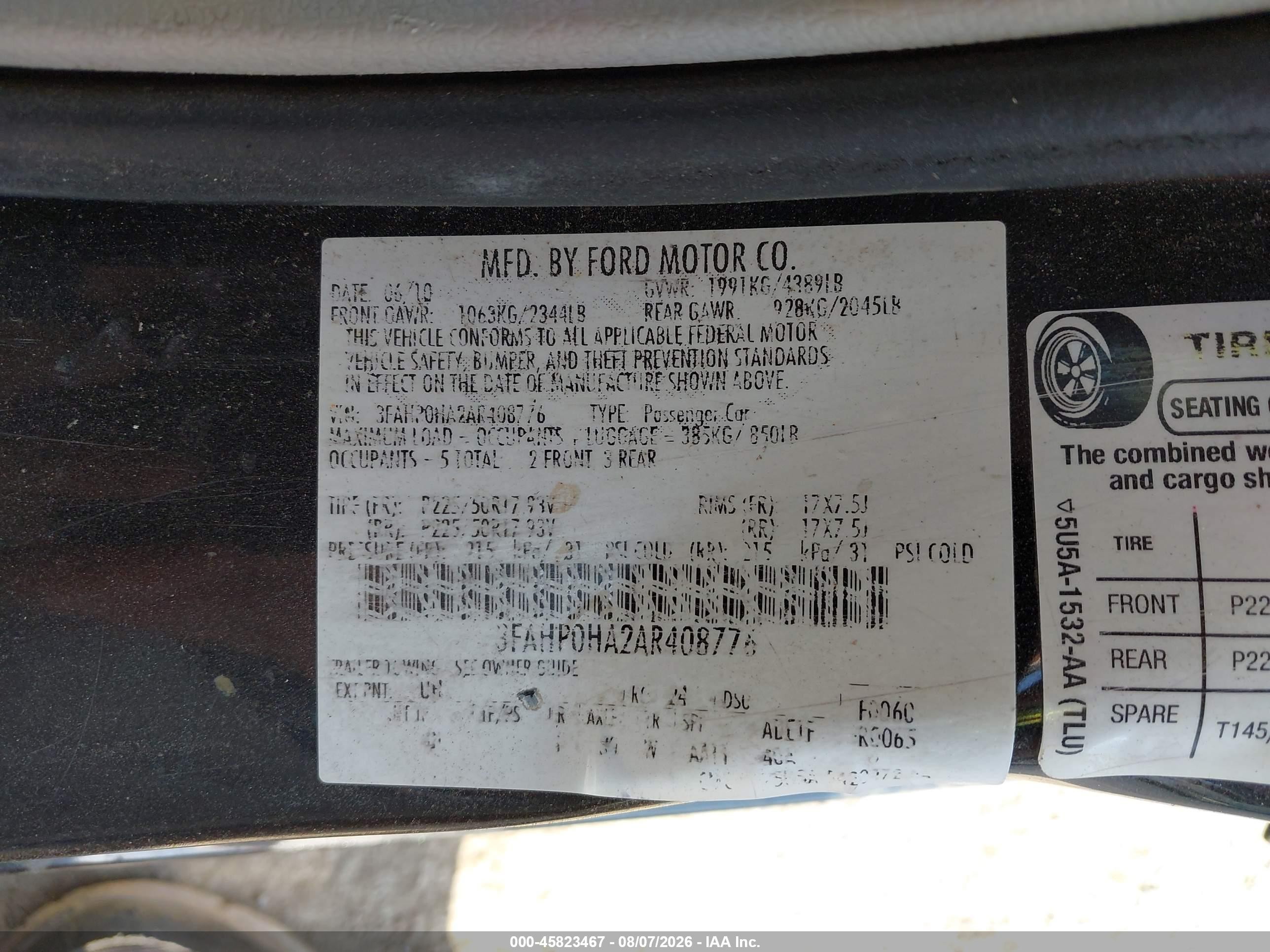 2010 Ford Fusion Se Black vin: 3FAHP0HA2AR408776