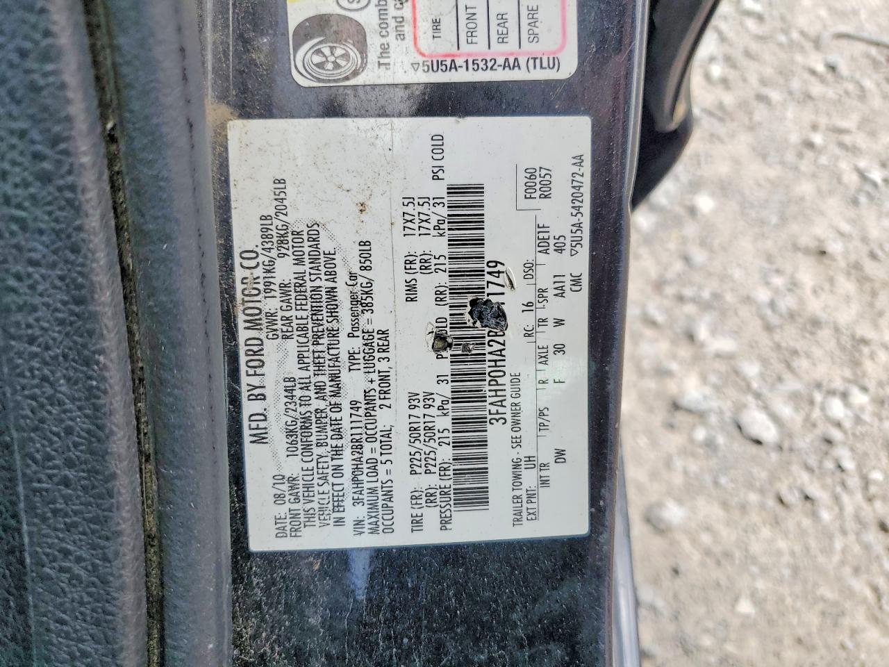 2011 Ford Fusion Se Black vin: 3FAHP0HA2BR111749