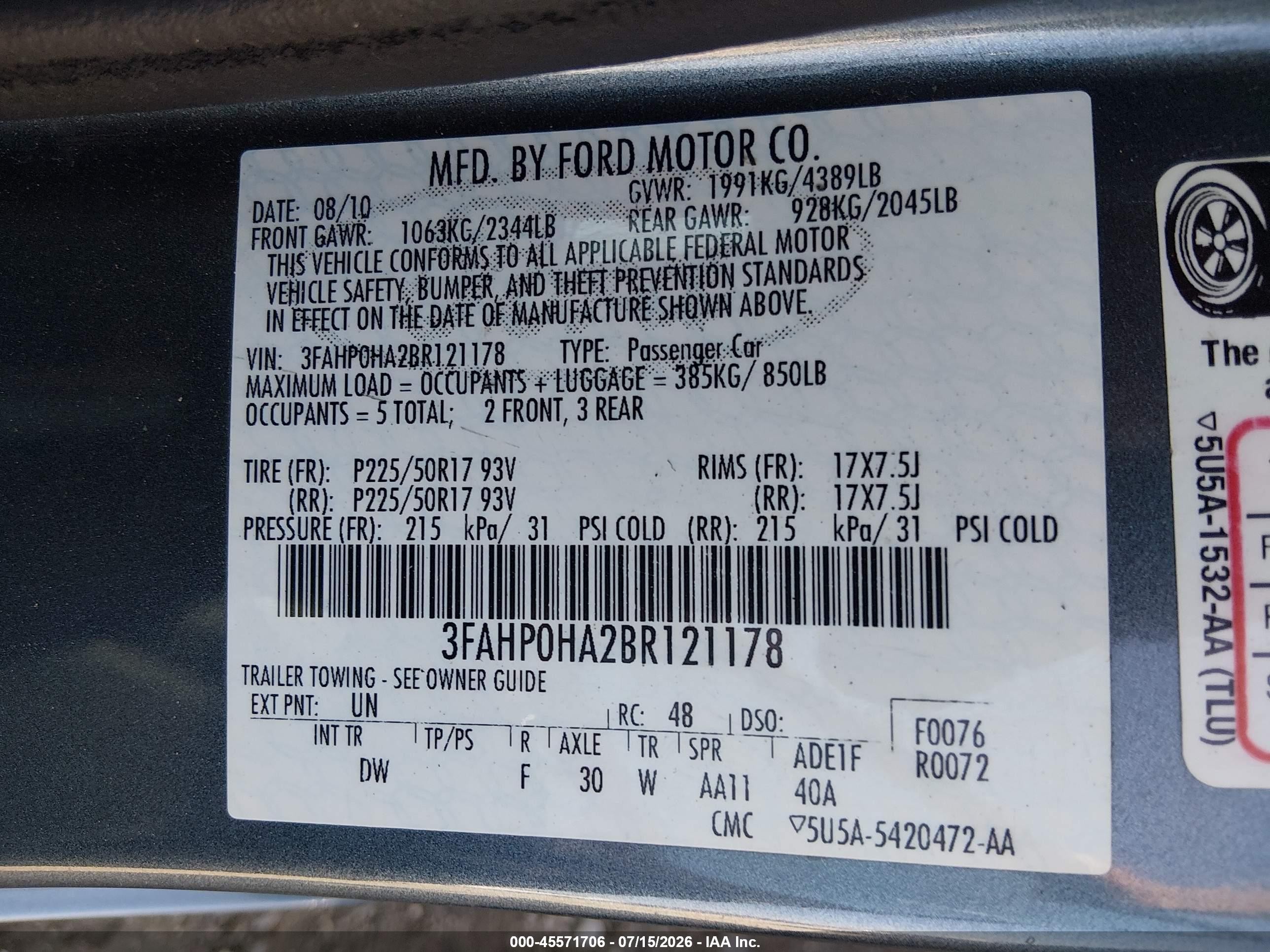 2011 Ford Fusion Se Blue vin: 3FAHP0HA2BR121178