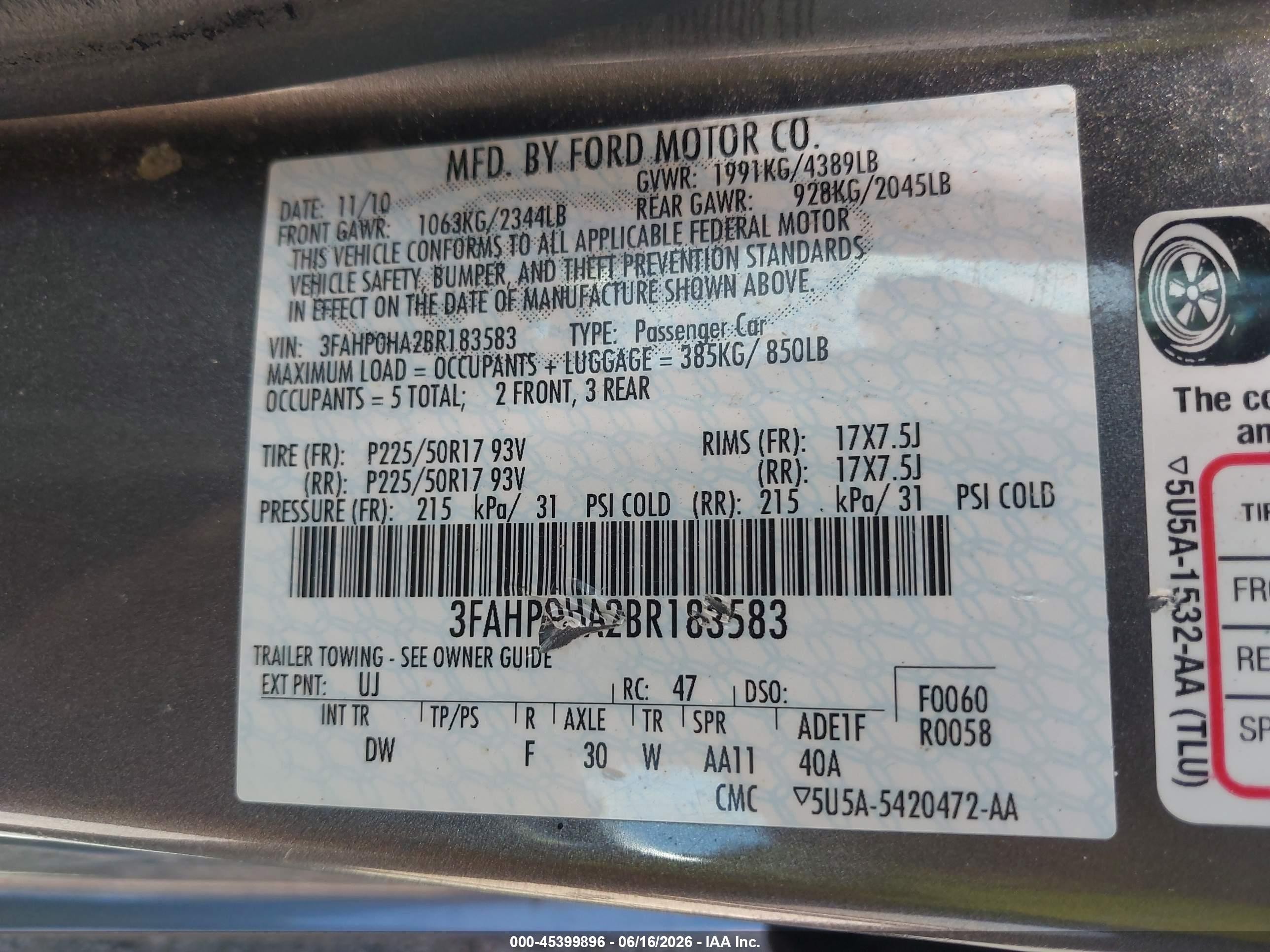 2011 Ford Fusion Se Gray vin: 3FAHP0HA2BR183583