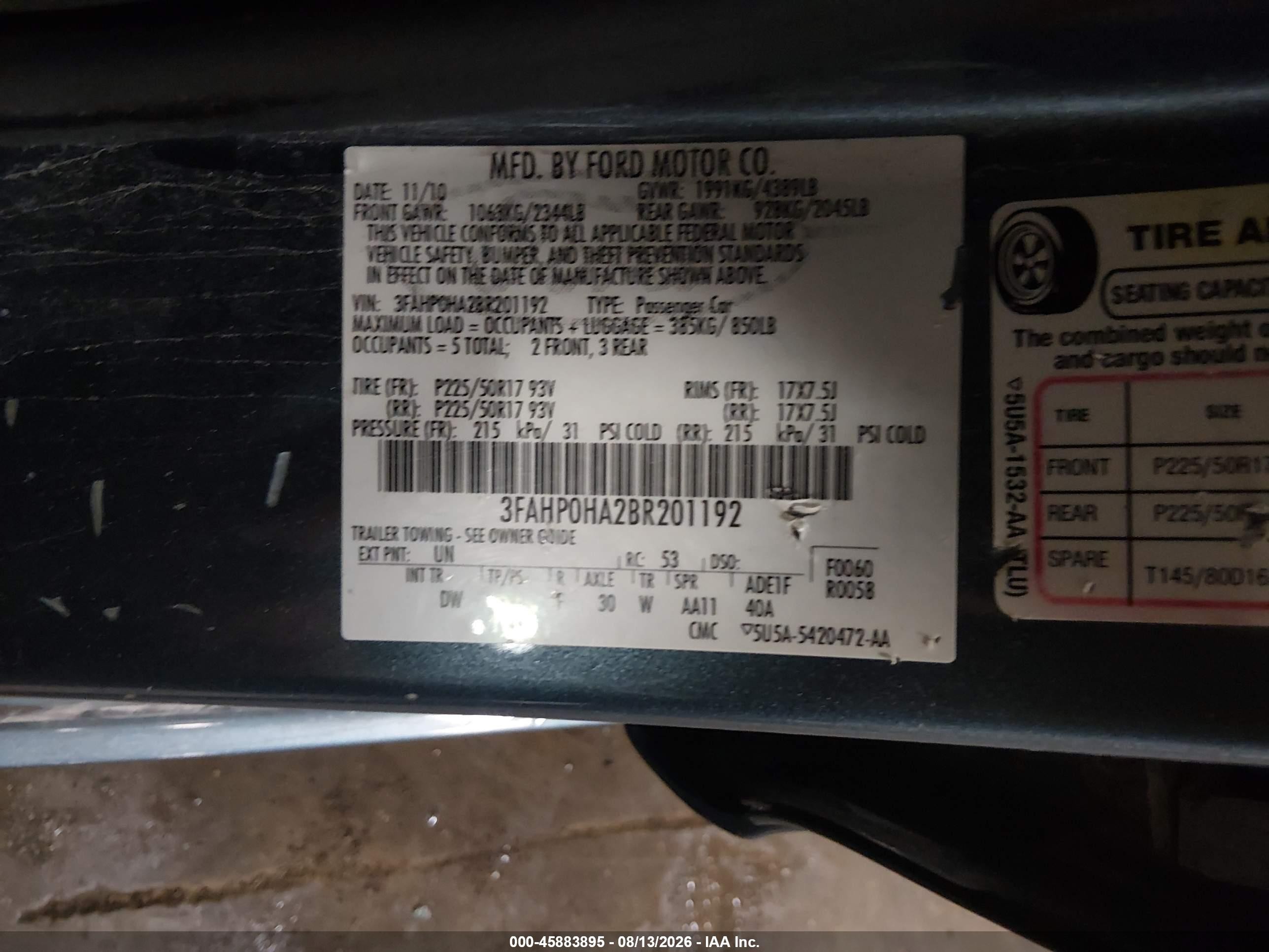 2011 Ford Fusion Se Light Blue vin: 3FAHP0HA2BR201192