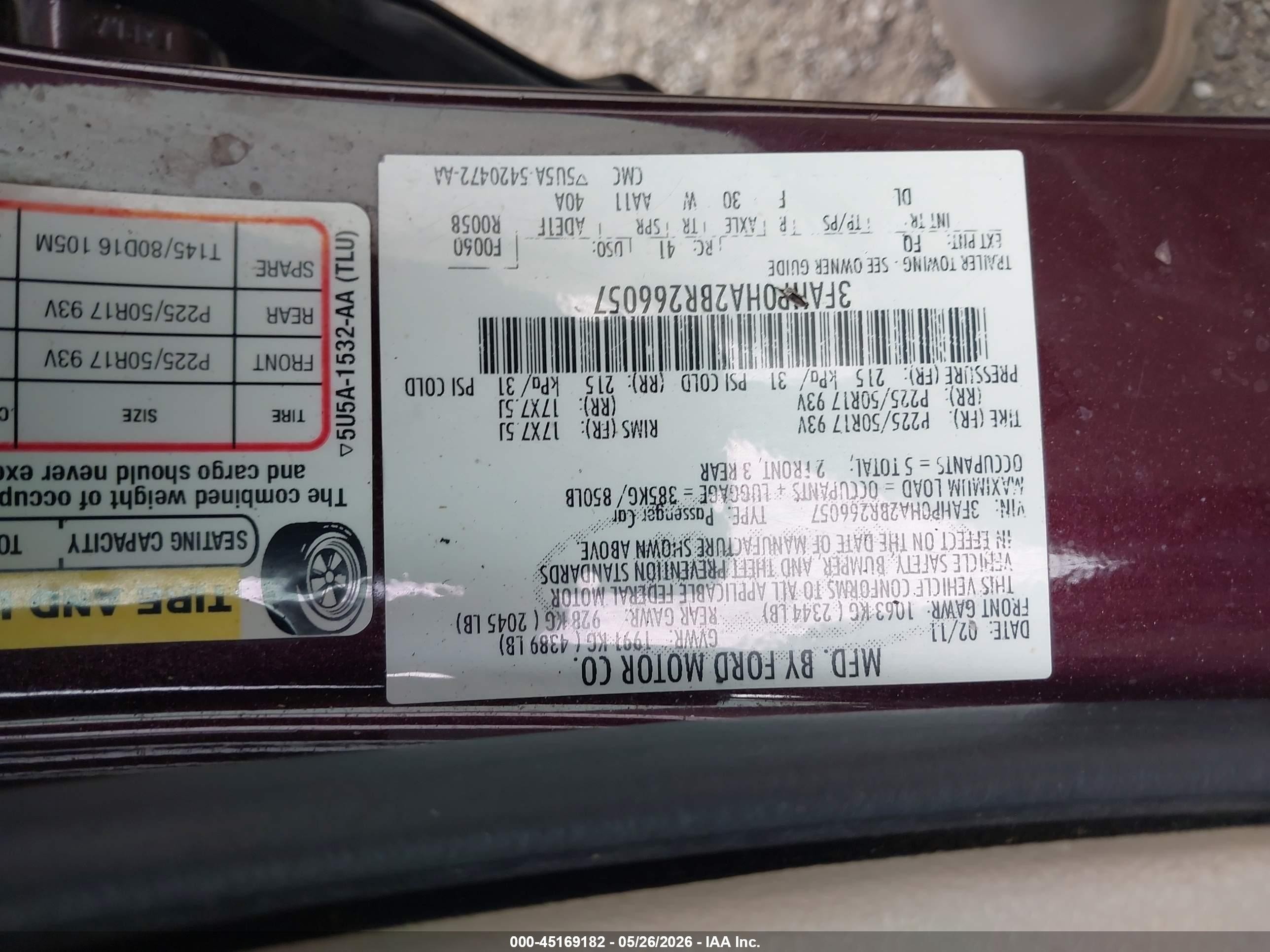 2011 Ford Fusion Se Purple vin: 3FAHP0HA2BR266057