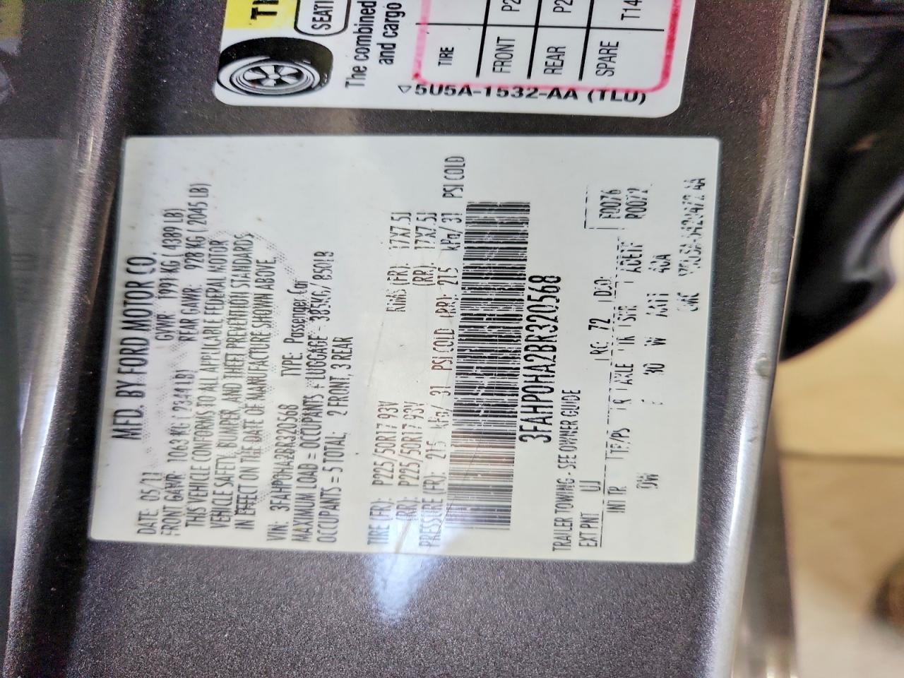 2011 Ford Fusion Se Gray vin: 3FAHP0HA2BR320568