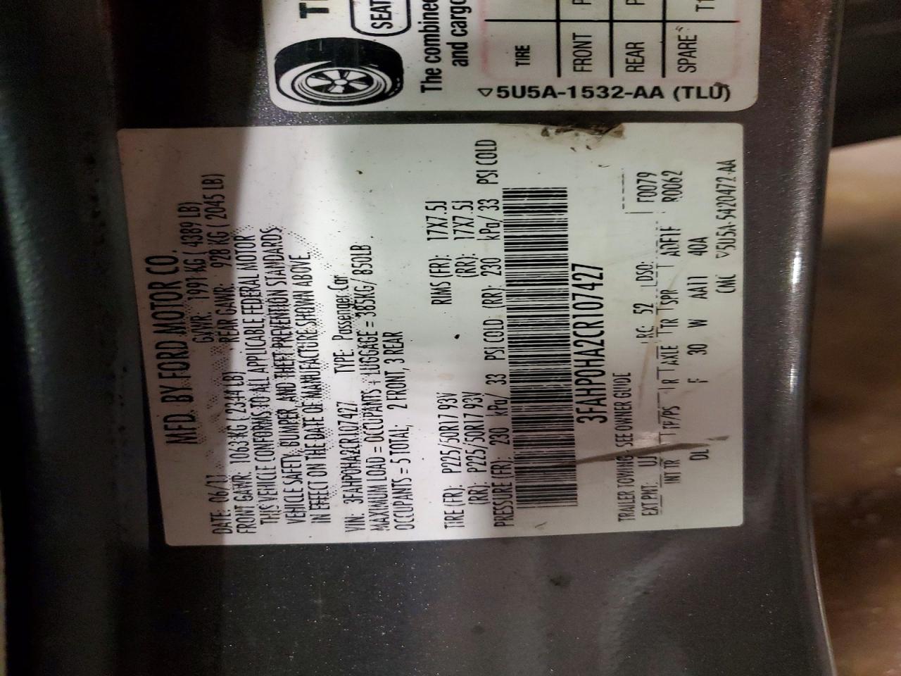 2012 Ford Fusion Se Gray vin: 3FAHP0HA2CR107427