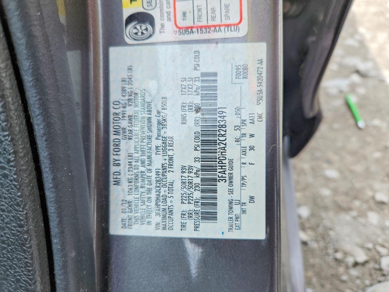 2012 Ford Fusion Se Gray vin: 3FAHP0HA2CR283491