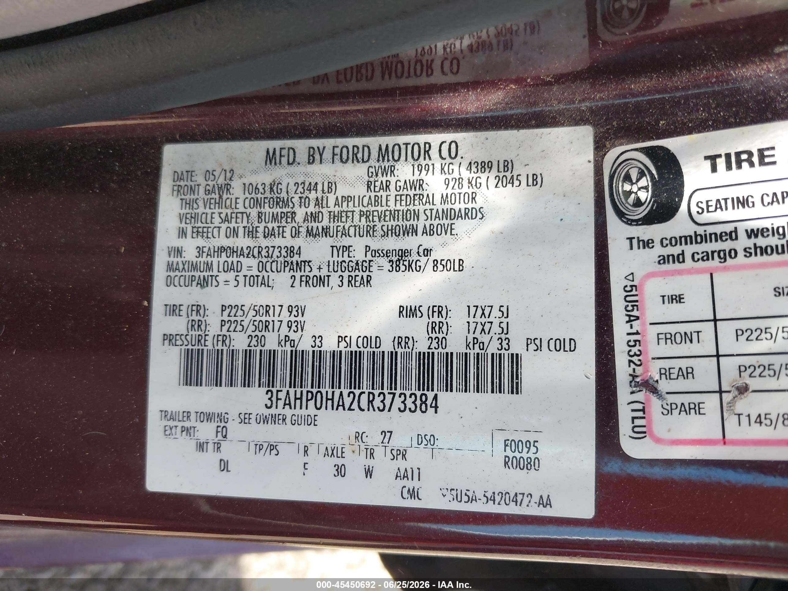 2012 Ford Fusion Se Purple vin: 3FAHP0HA2CR373384