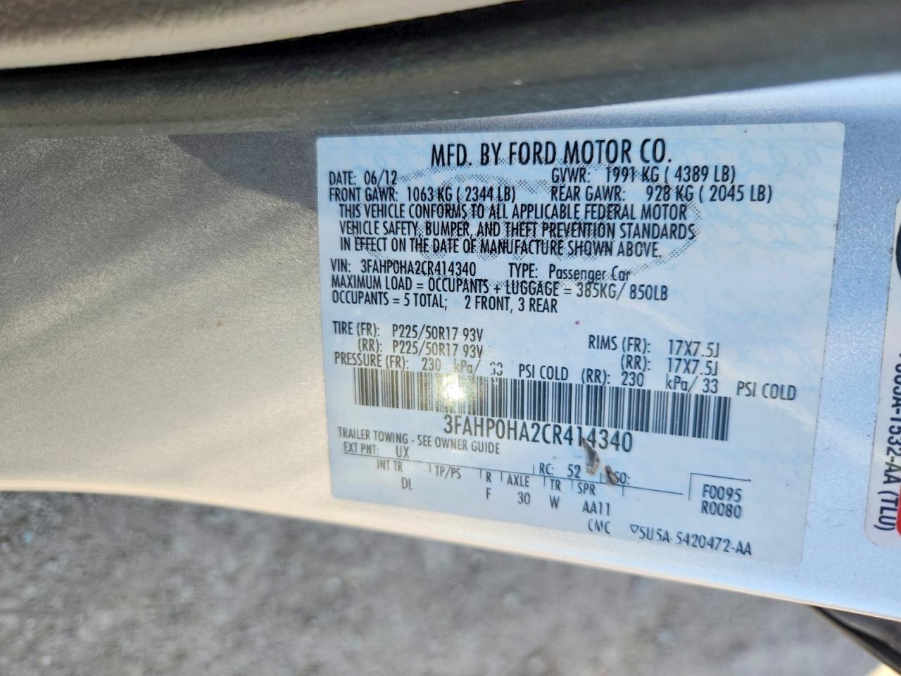 2012 Ford Fusion Se Silver vin: 3FAHP0HA2CR414340